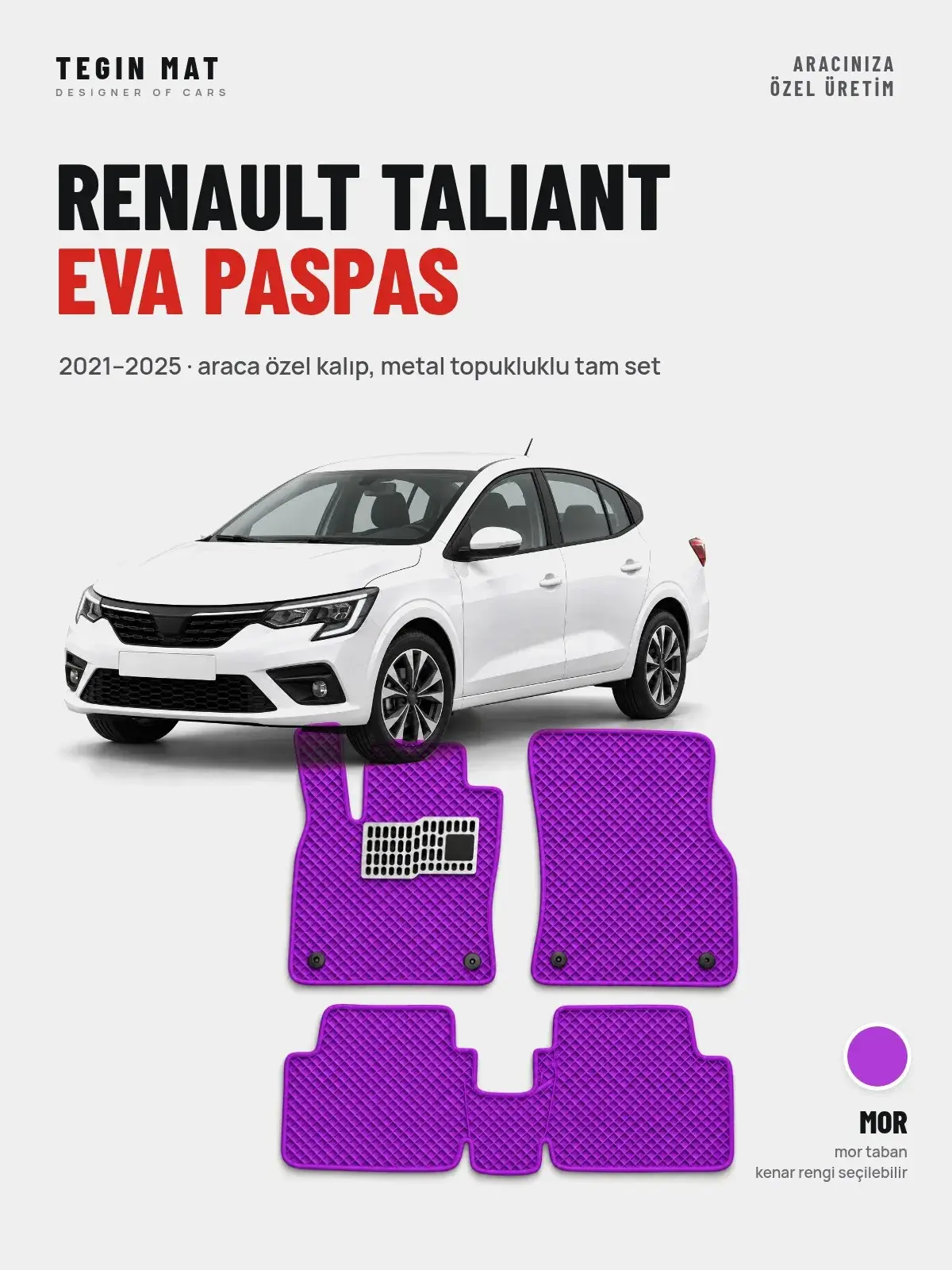 Renault Taliant EVA Oto Paspas Tam Set (2021–2025) Mor – Araca Özel Kalıp (1)