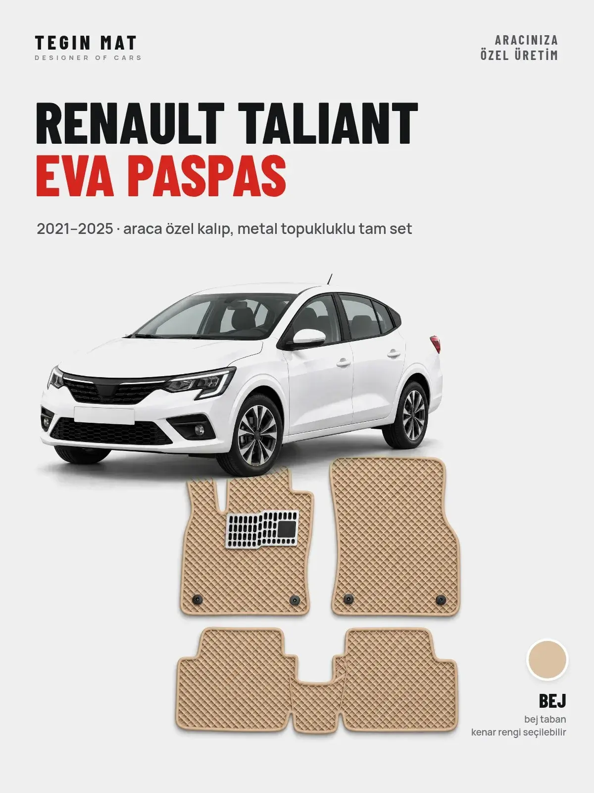 Renault Taliant EVA Oto Paspas Tam Set (2021–2025) Bej – Araca Özel Kalıp (1)