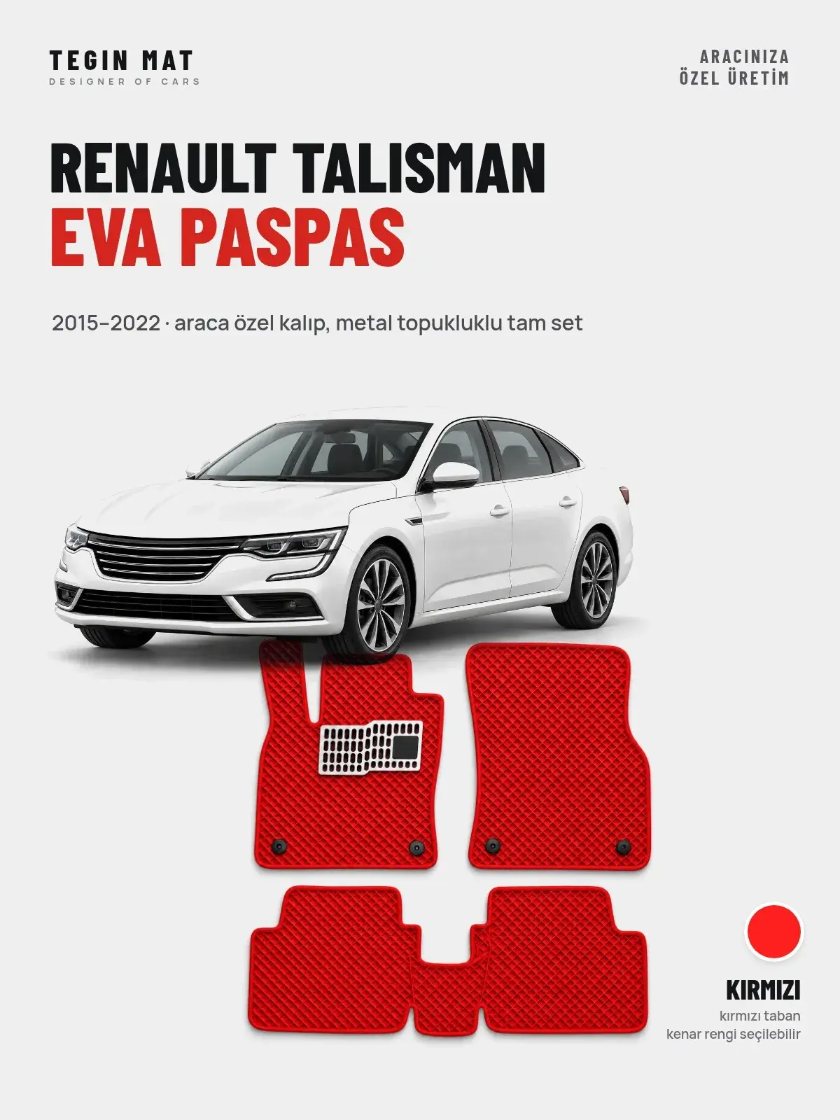 Renault Talisman EVA Oto Paspas Tam Set (2015–2022) Kırmızı – Araca Özel Kalıp (1)