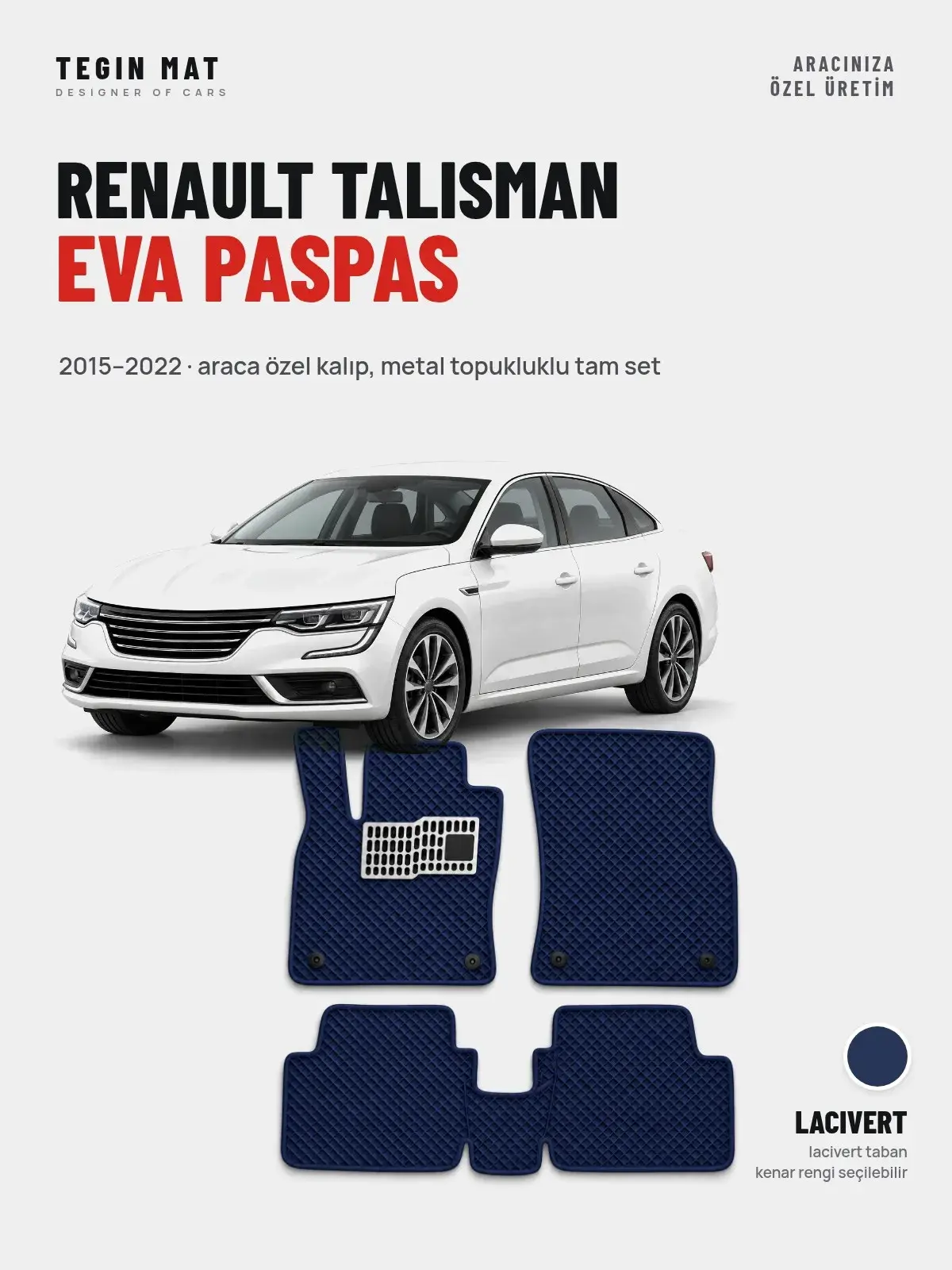 Renault Talisman EVA Oto Paspas Tam Set (2015–2022) Lacivert – Araca Özel Kalıp (1)
