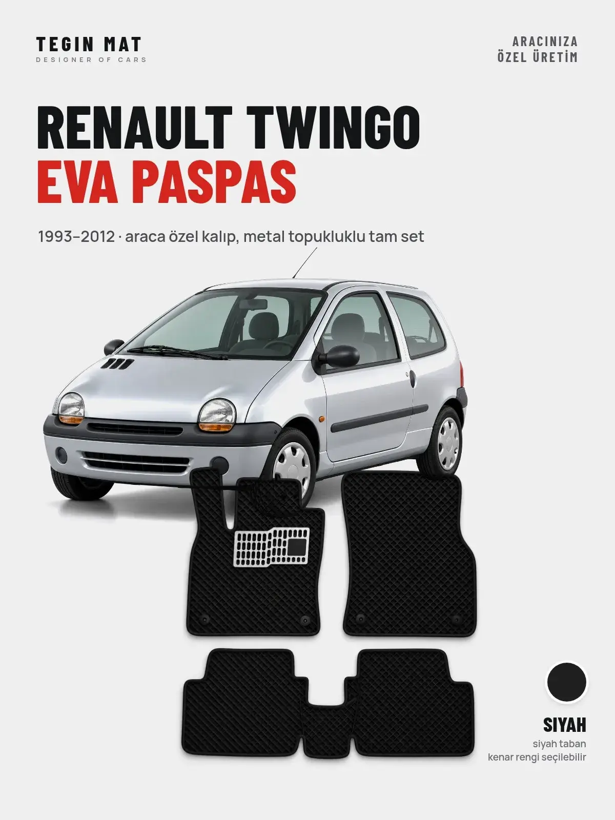 Renault Twingo EVA Oto Paspas Tam Set (1993–2012) Siyah – Araca Özel Kalıp (1)