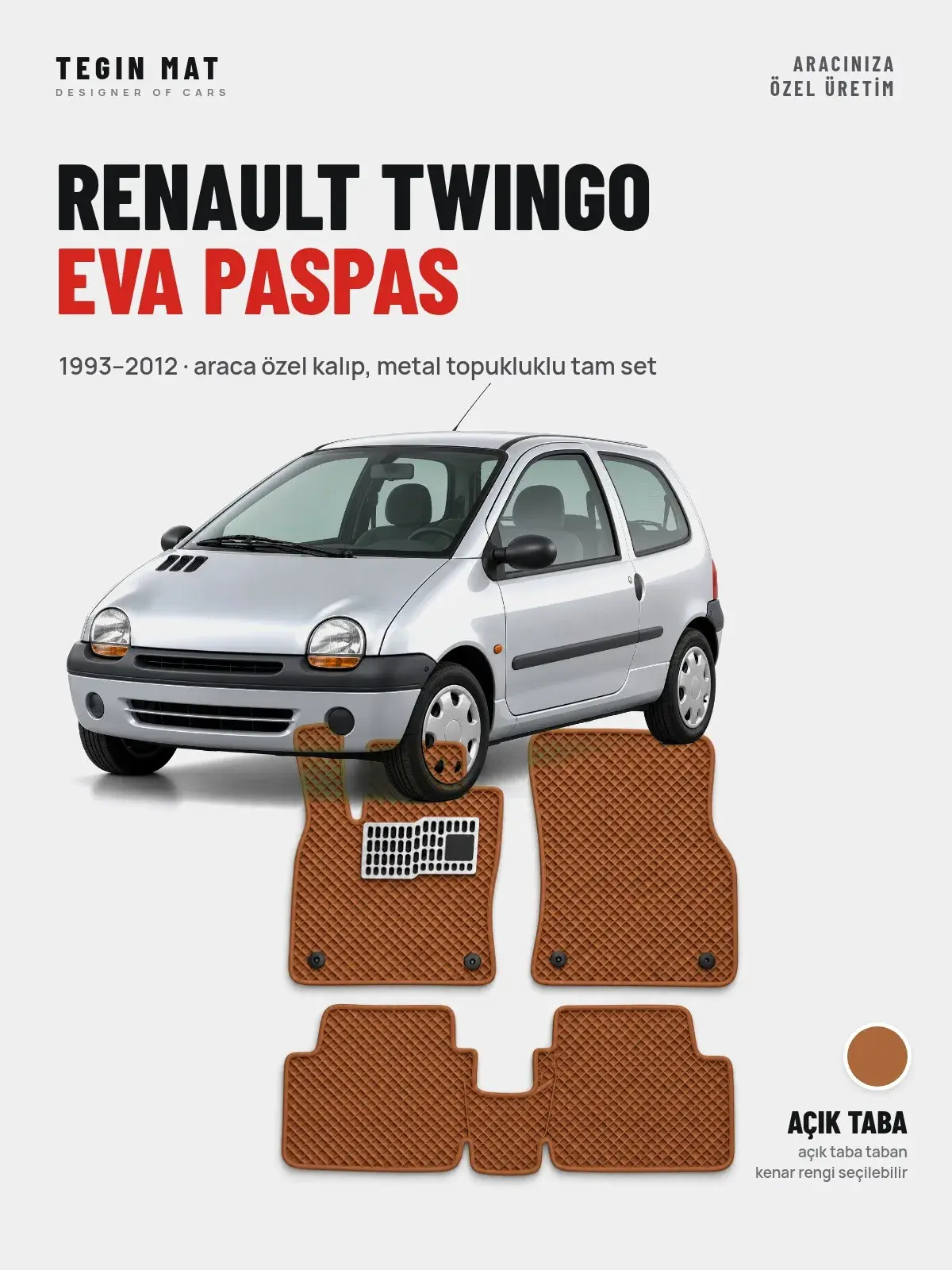 Renault Twingo EVA Oto Paspas Tam Set (1993–2012) Açık Taba – Araca Özel Kalıp (1)