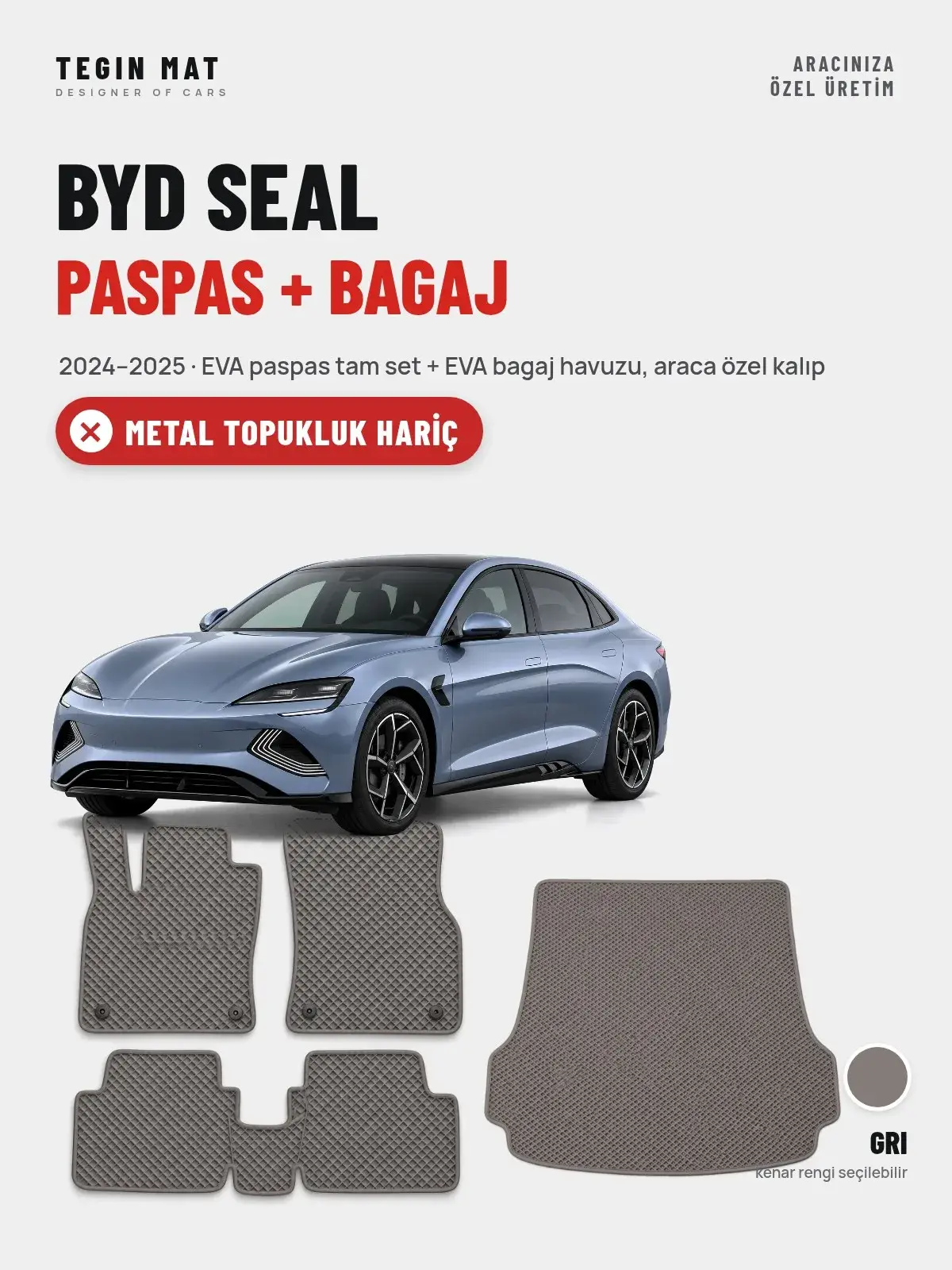BYD Seal EVA Paspas + Bagaj Havuzu Seti (2024–2025) Gri – Metal Topukluk Hariç (1)