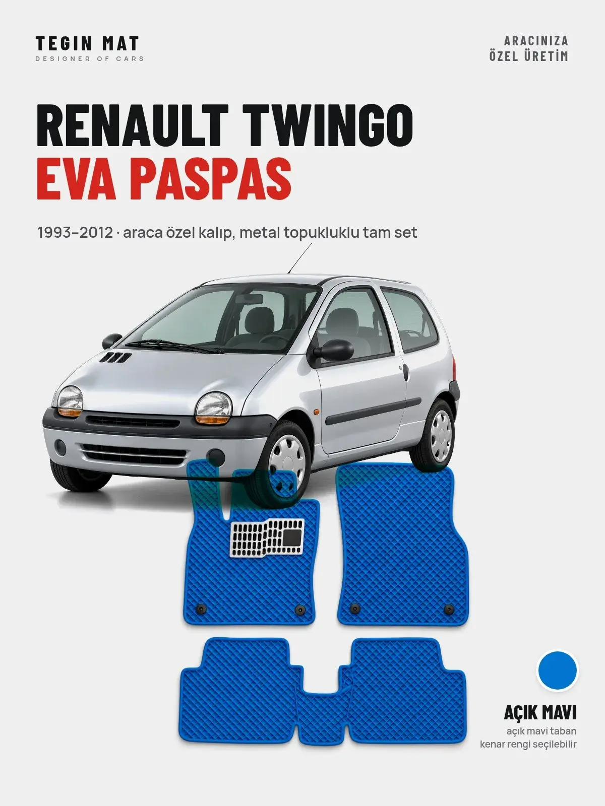 Renault Twingo EVA Oto Paspas Tam Set (1993–2012) Açık Mavi – Araca Özel Kalıp (1)