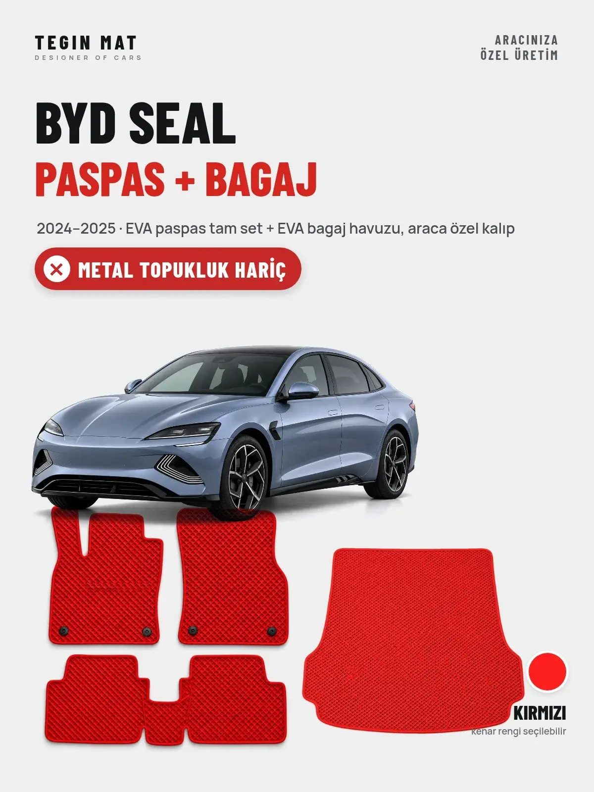BYD Seal EVA Paspas + Bagaj Havuzu Seti (2024–2025) Kırmızı – Metal Topukluk Hariç (1)