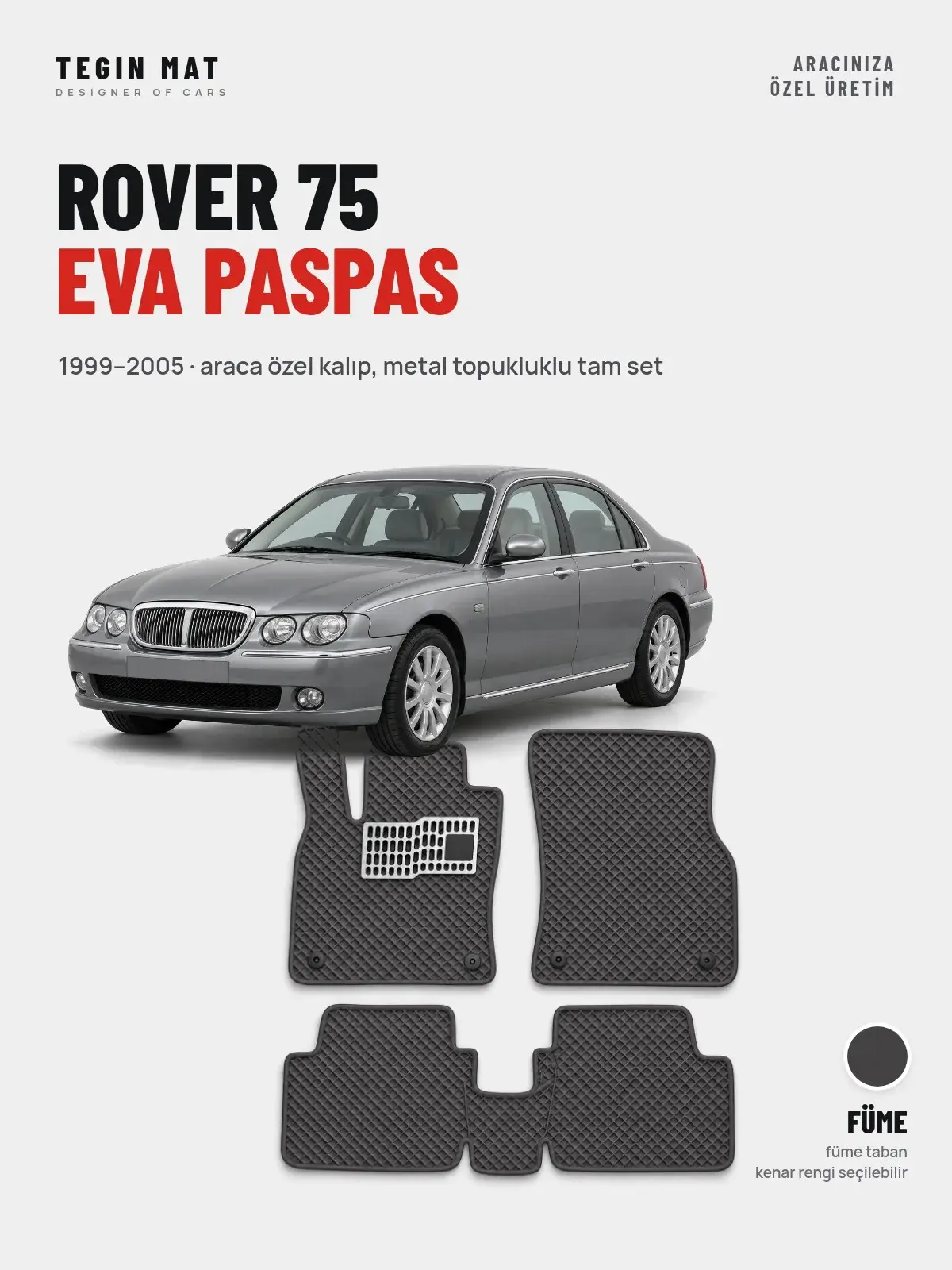 Rover 75 EVA Oto Paspas Tam Set (1999–2005) Füme – Araca Özel Kalıp (1)