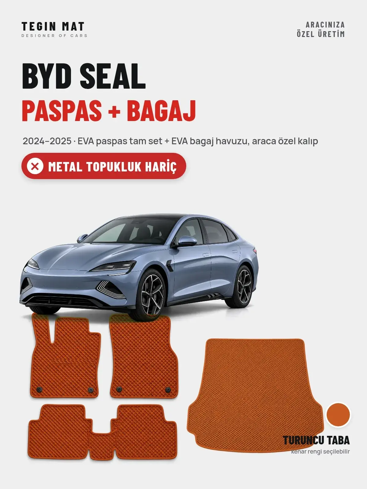 BYD Seal EVA Paspas + Bagaj Havuzu Seti (2024–2025) Turuncu Taba – Metal Topukluk Hariç (1)