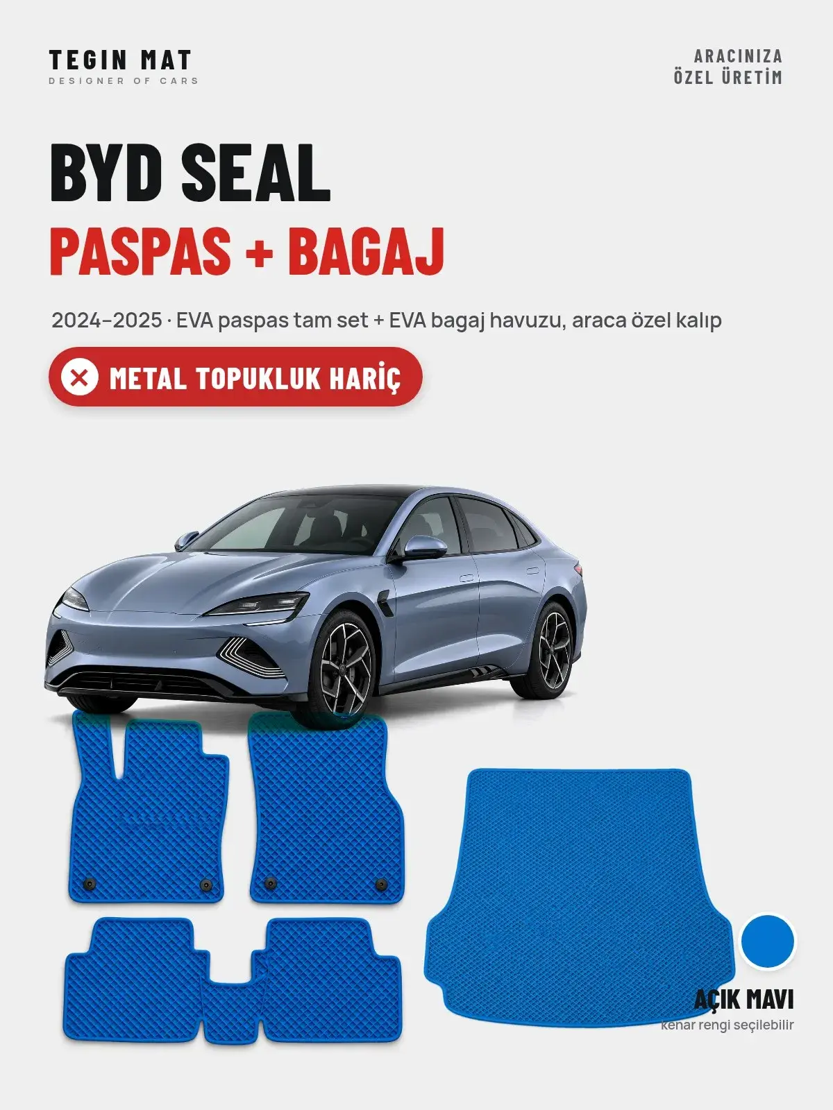 BYD Seal EVA Paspas + Bagaj Havuzu Seti (2024–2025) Açık Mavi – Metal Topukluk Hariç (1)