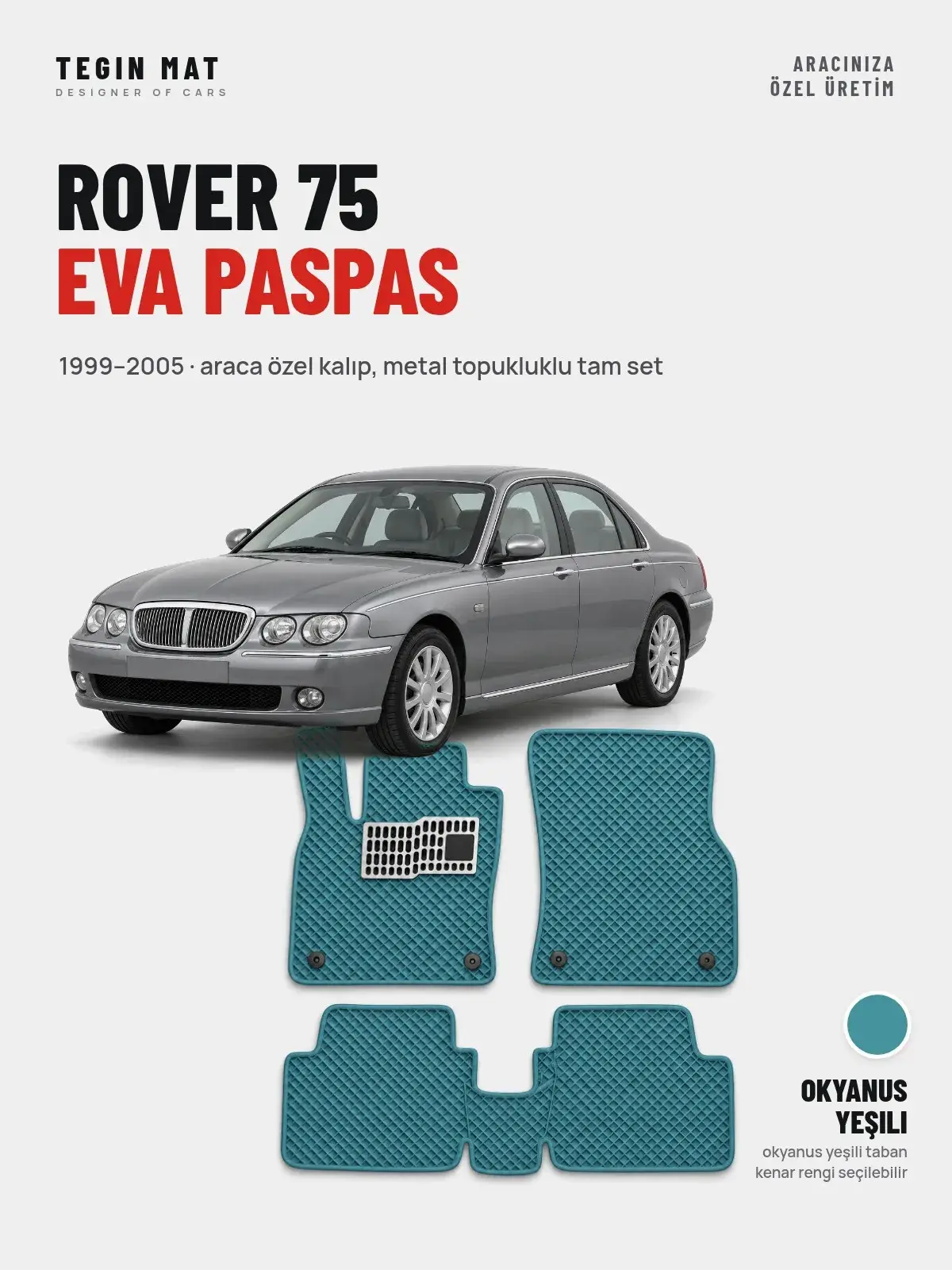 Rover 75 EVA Oto Paspas Tam Set (1999–2005) Okyanus Yeşili – Araca Özel Kalıp (1)