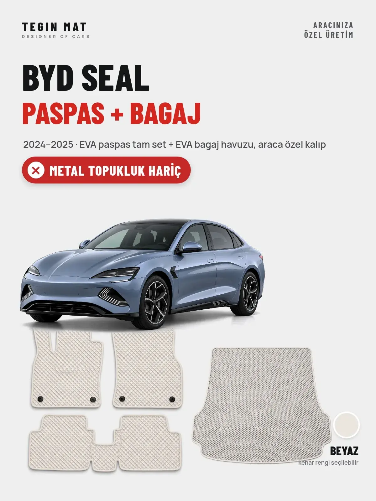 BYD Seal EVA Paspas + Bagaj Havuzu Seti (2024–2025) Beyaz – Metal Topukluk Hariç (1)