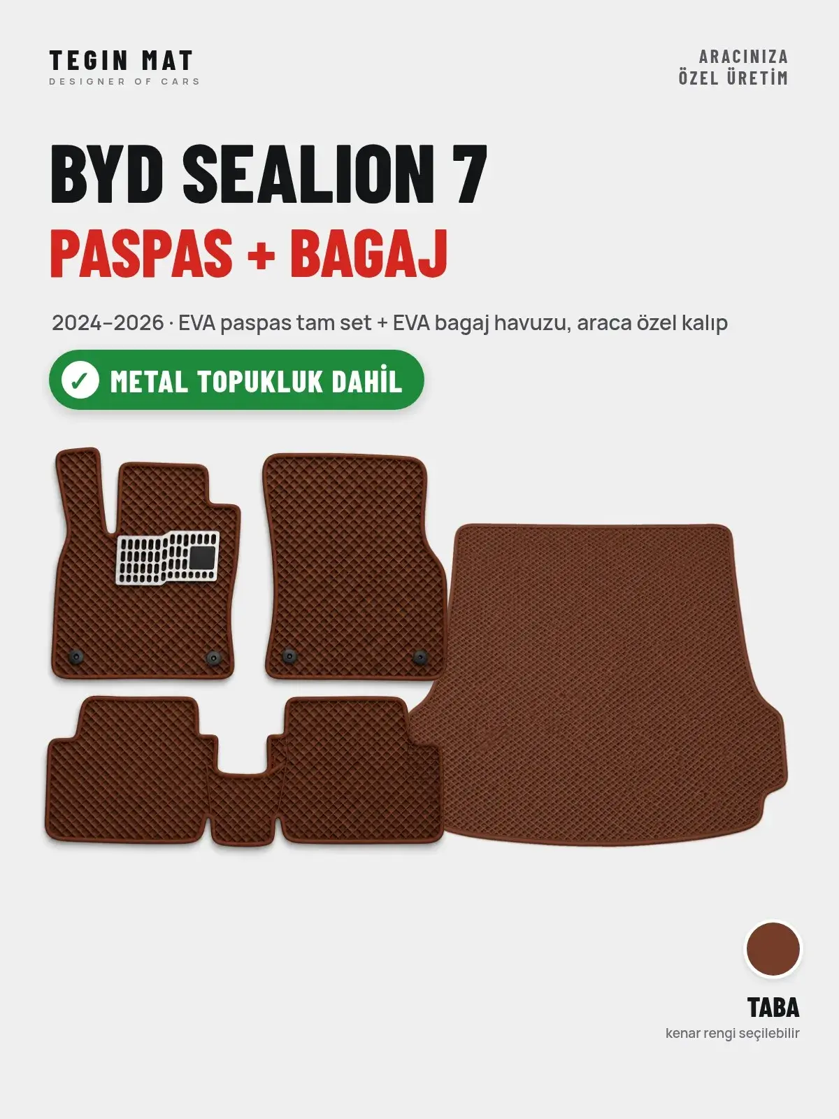 BYD Sealion 7 EVA Paspas + Bagaj Havuzu Seti (2024–2026) Taba – Metal Topukluk Dahil (1)