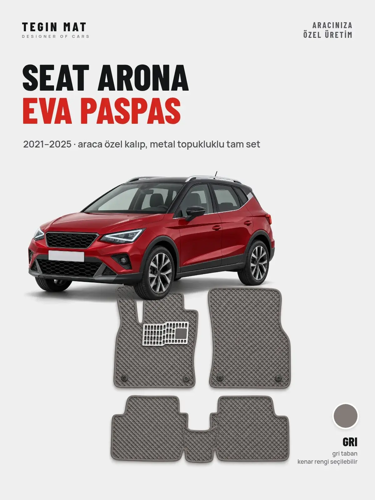 Seat Arona EVA Oto Paspas Tam Set (2021–2025) Gri – Araca Özel Kalıp (1)