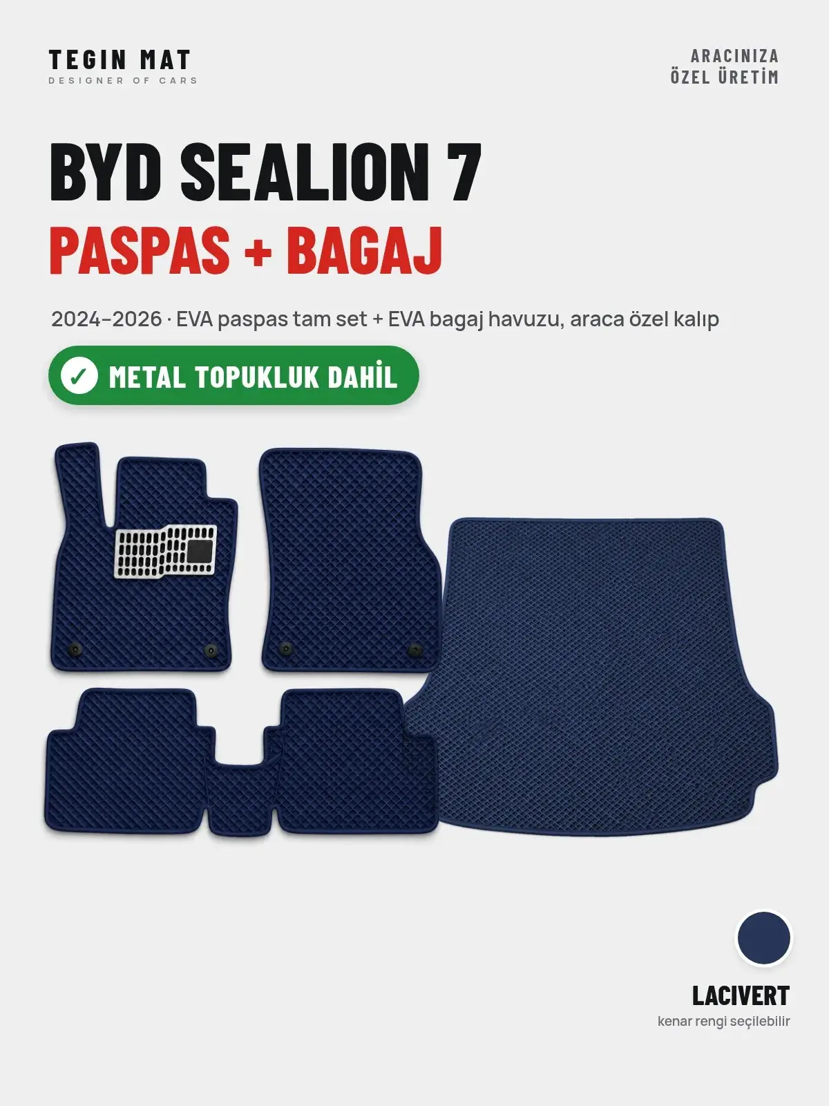 BYD Sealion 7 EVA Paspas + Bagaj Havuzu Seti (2024–2026) Lacivert – Metal Topukluk Dahil (1)