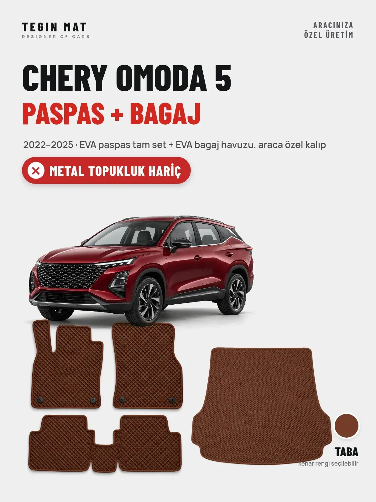 Chery Omoda 5 EVA Paspas + Bagaj Havuzu Seti (2022–2025) Taba – Metal Topukluk Hariç (1)