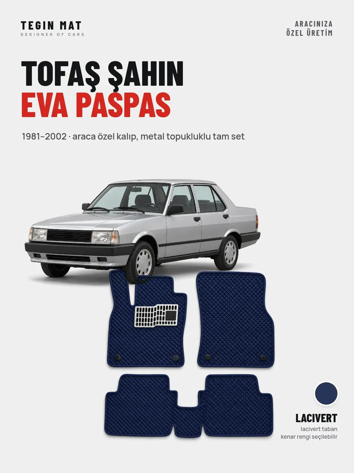 Tofaş Şahin EVA Oto Paspas Tam Set (1981–2002) Lacivert – Araca Özel Kalıp (1)