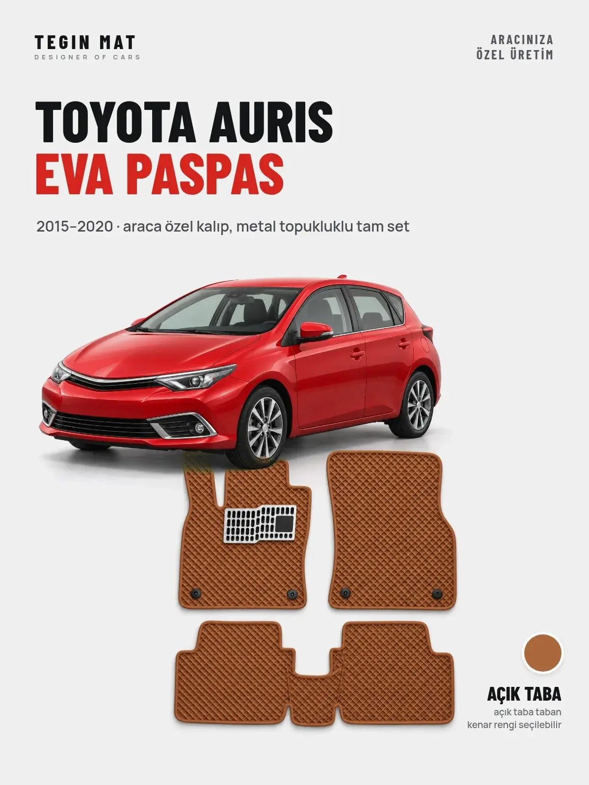 Toyota Auris EVA Oto Paspas Tam Set (2015–2020) Açık Taba – Araca Özel Kalıp (1)