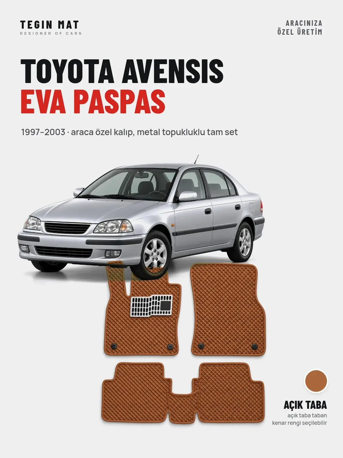 Toyota Avensis EVA Oto Paspas Tam Set (1997–2003) Açık Taba – Araca Özel Kalıp (1)