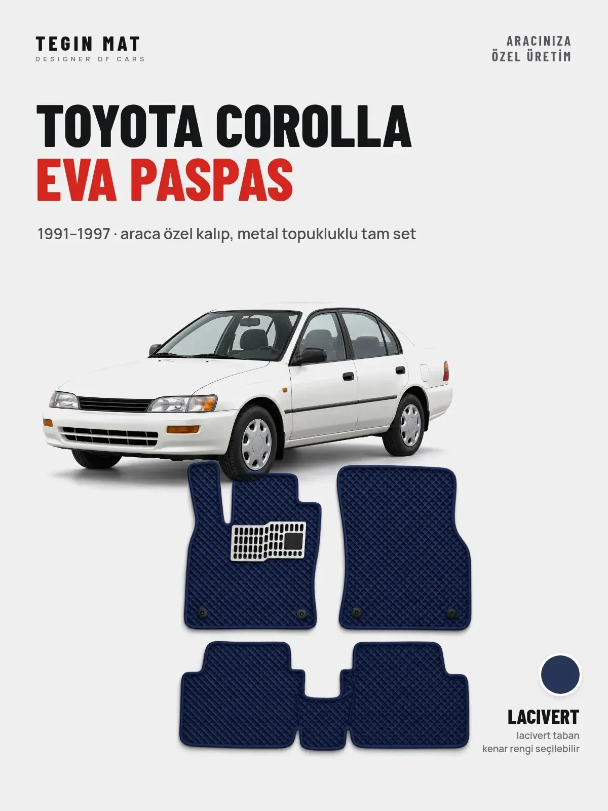 Toyota Corolla EVA Oto Paspas Tam Set (1991–1997) Lacivert – Araca Özel Kalıp (1)