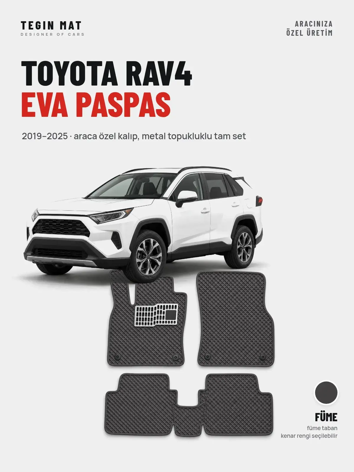 Toyota RAV4 EVA Oto Paspas Tam Set (2019–2025) Füme – Araca Özel Kalıp (1)