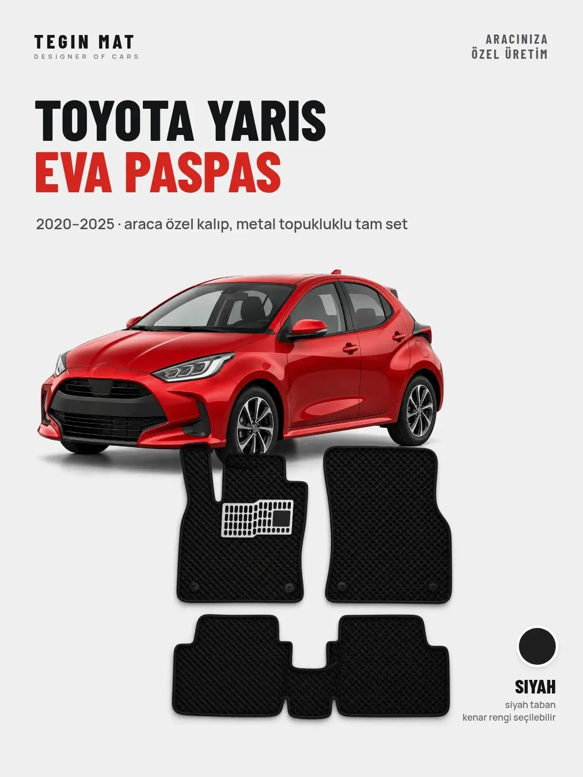 Toyota Yaris EVA Oto Paspas Tam Set (2020–2025) Siyah – Araca Özel Kalıp (1)