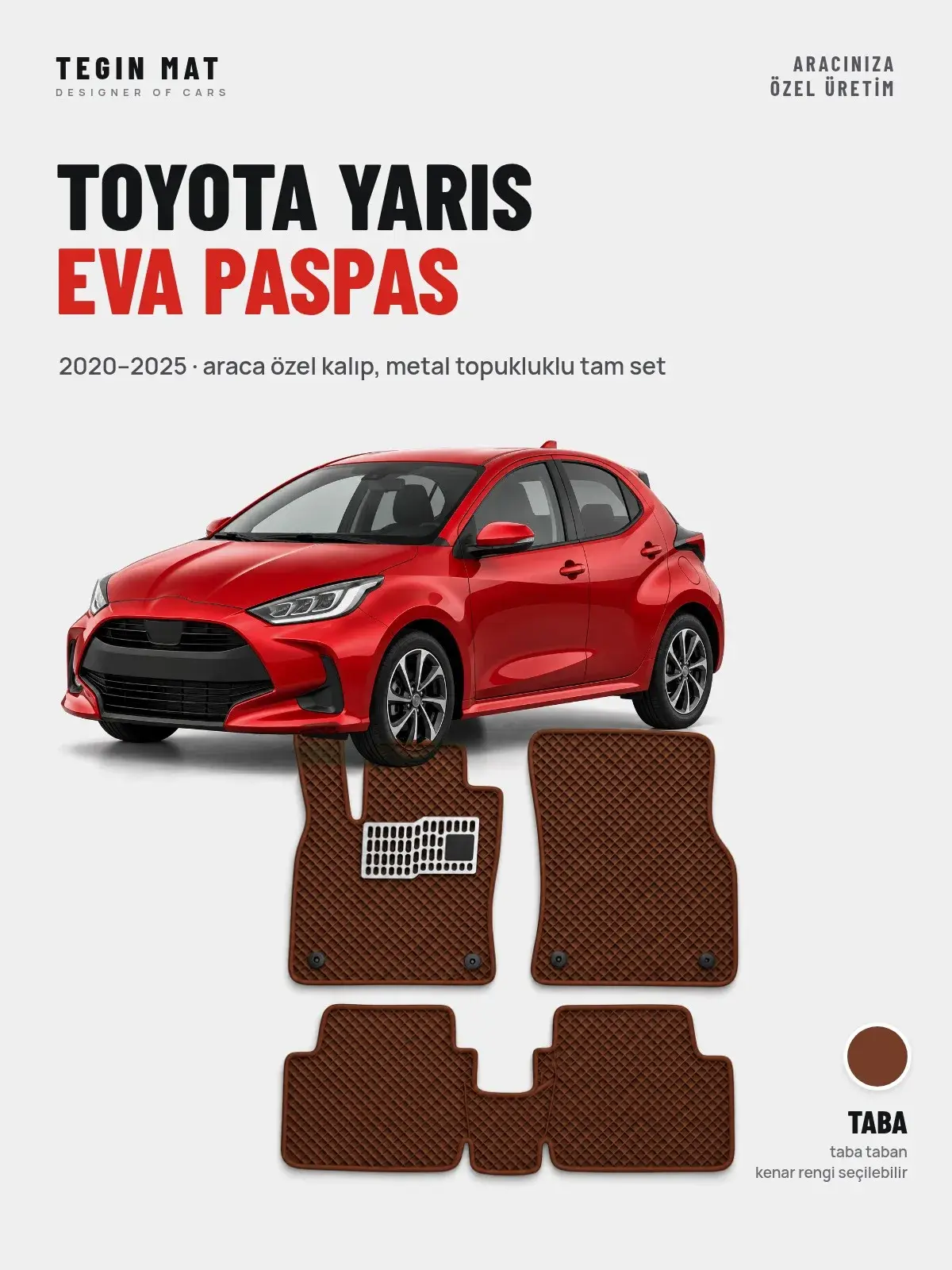 Toyota Yaris EVA Oto Paspas Tam Set (2020–2025) Taba – Araca Özel Kalıp (1)