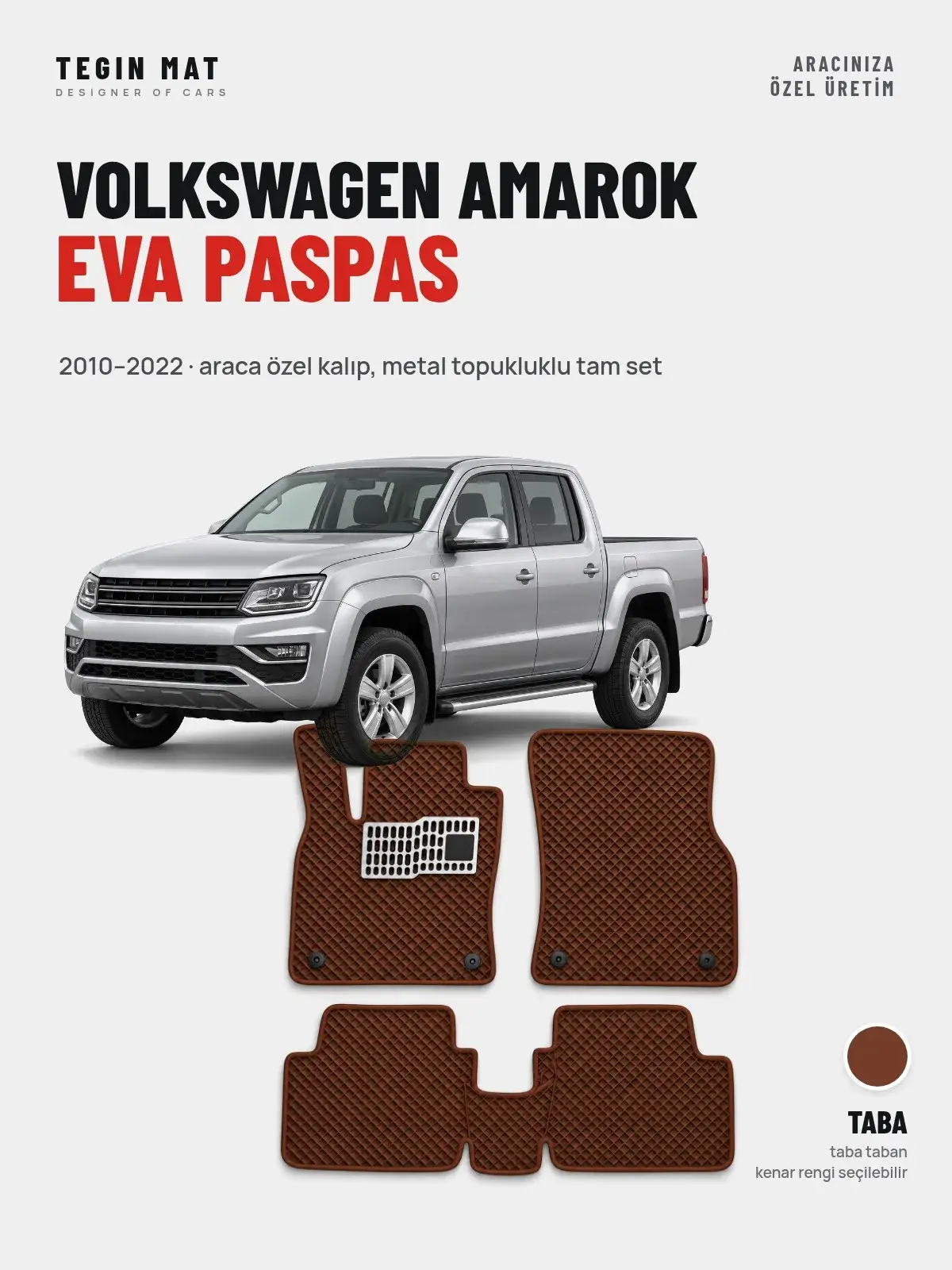 Volkswagen Amarok EVA Oto Paspas Tam Set (2010–2022) Taba – Araca Özel Kalıp (1)