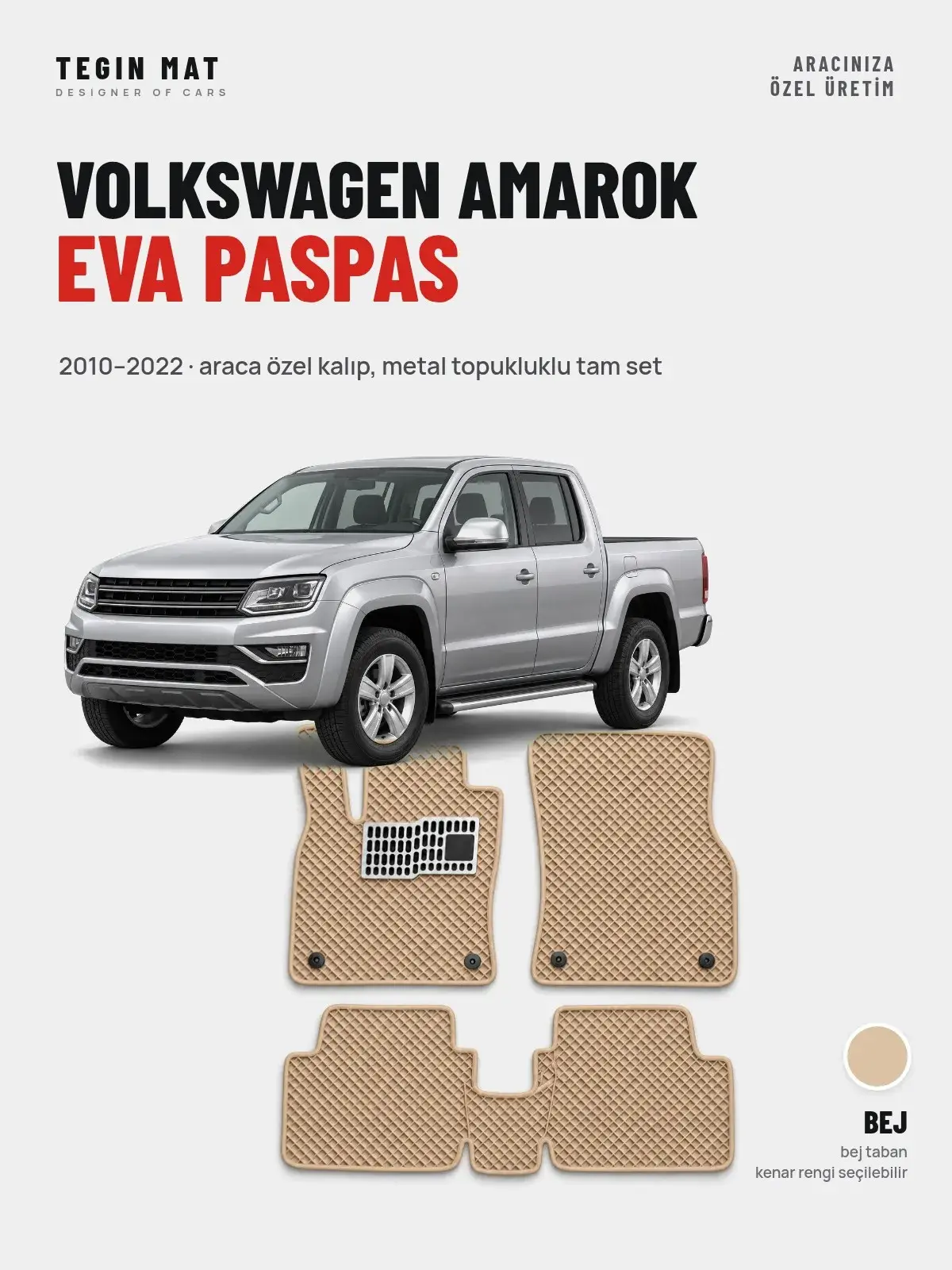 Volkswagen Amarok EVA Oto Paspas Tam Set (2010–2022) Bej – Araca Özel Kalıp (1)