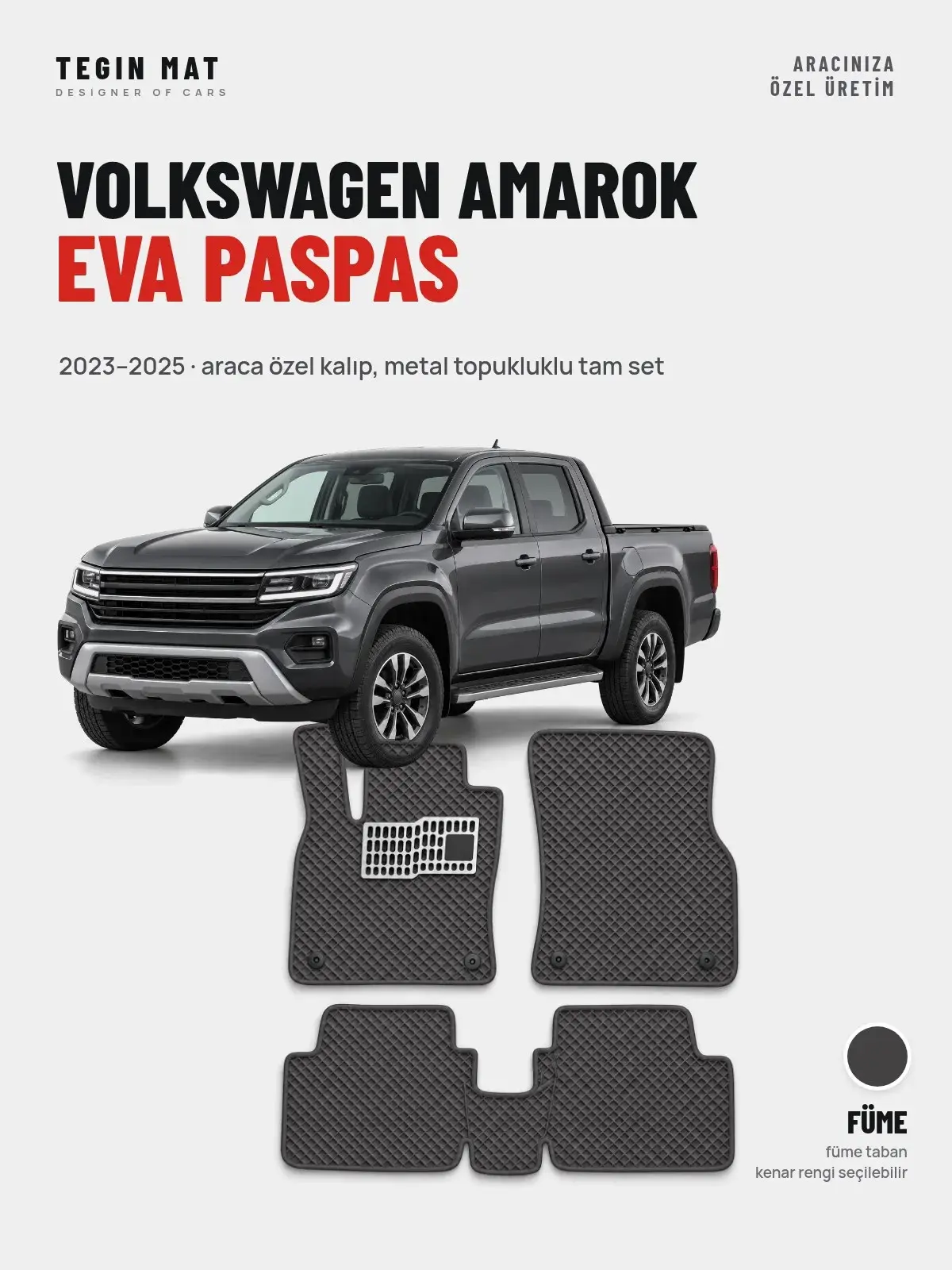 Volkswagen Amarok EVA Oto Paspas Tam Set (2023–2025) Füme – Araca Özel Kalıp (1)