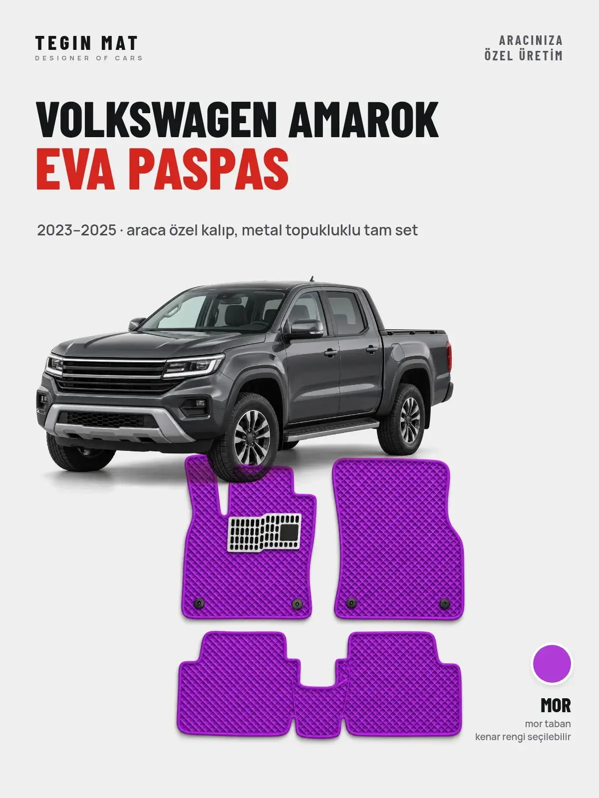 Volkswagen Amarok EVA Oto Paspas Tam Set (2023–2025) Mor – Araca Özel Kalıp (1)