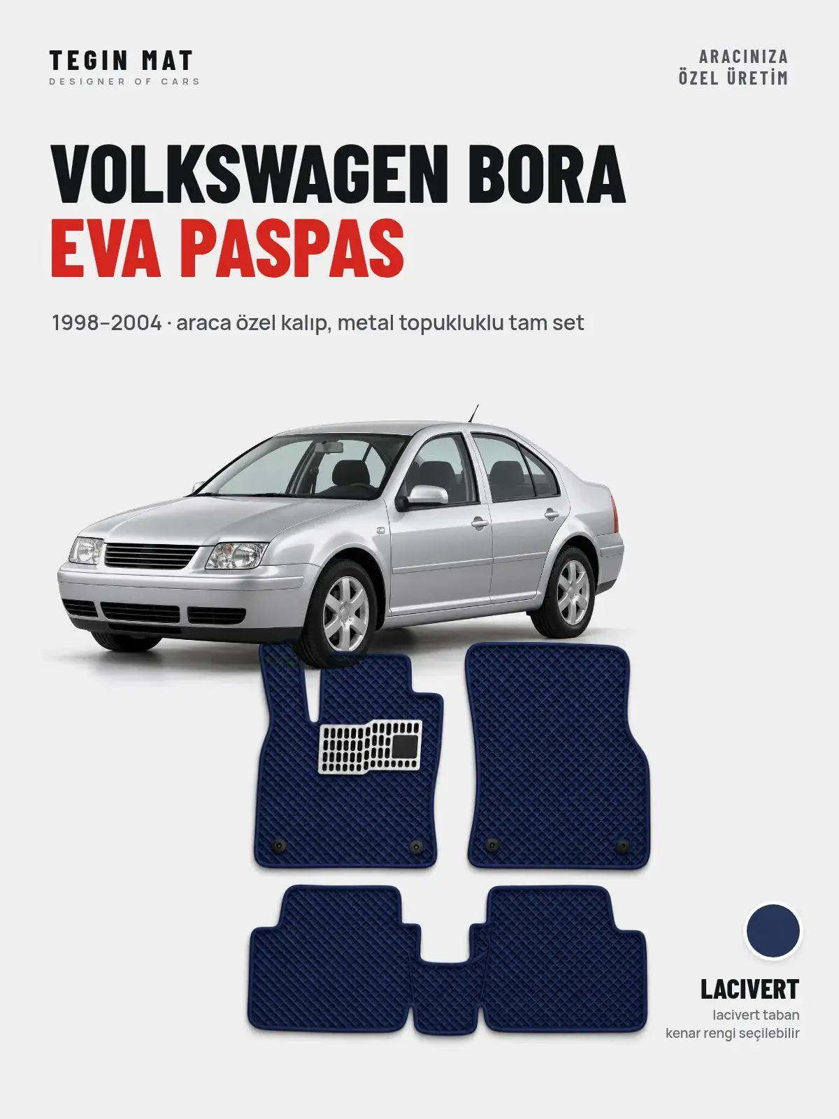 Volkswagen Bora EVA Oto Paspas Tam Set (1998–2004) Lacivert – Araca Özel Kalıp (1)