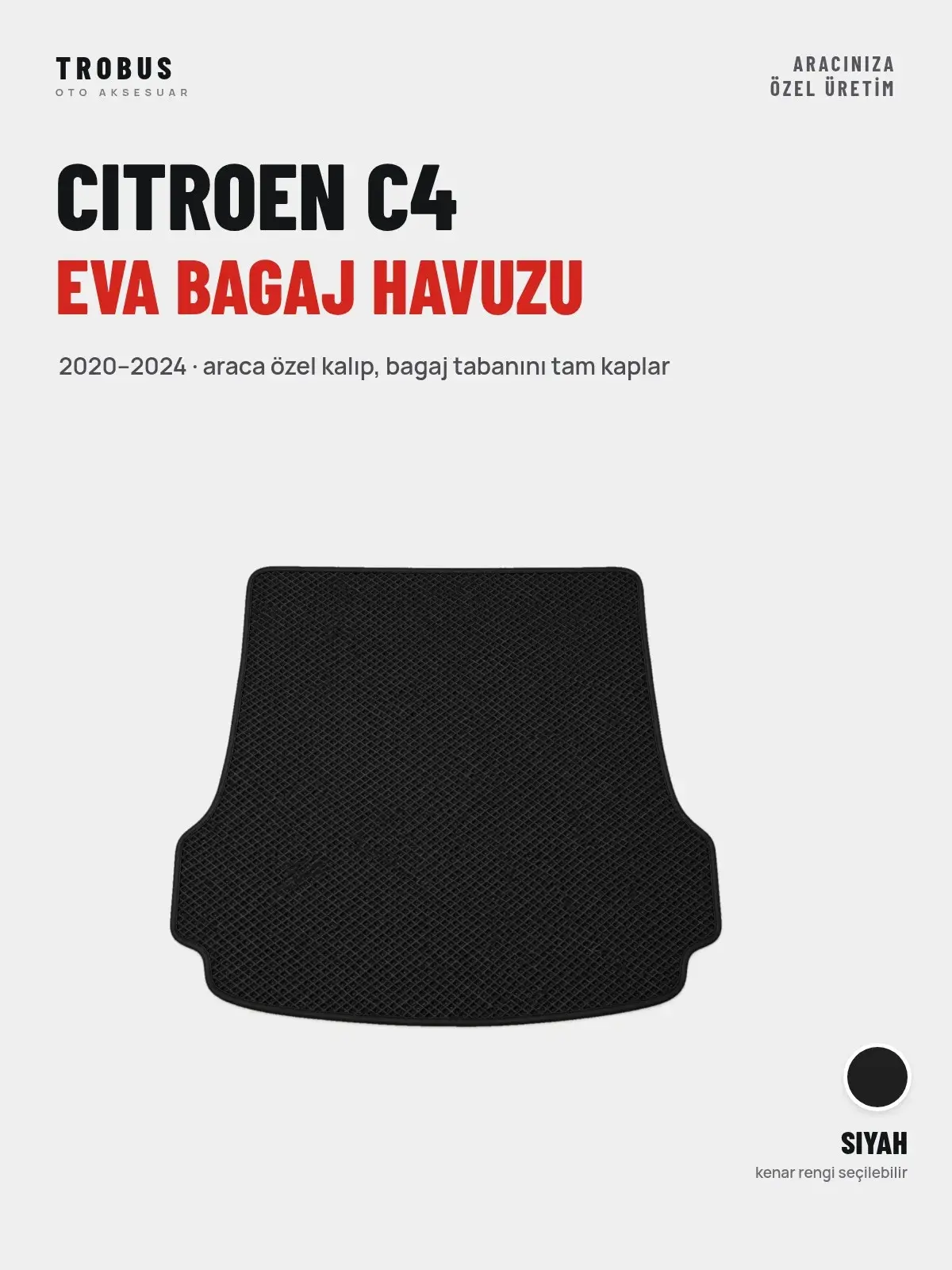 Citroen C4 EVA Bagaj Havuzu (2020–2024) Siyah – Araca Özel Kalıp (1)