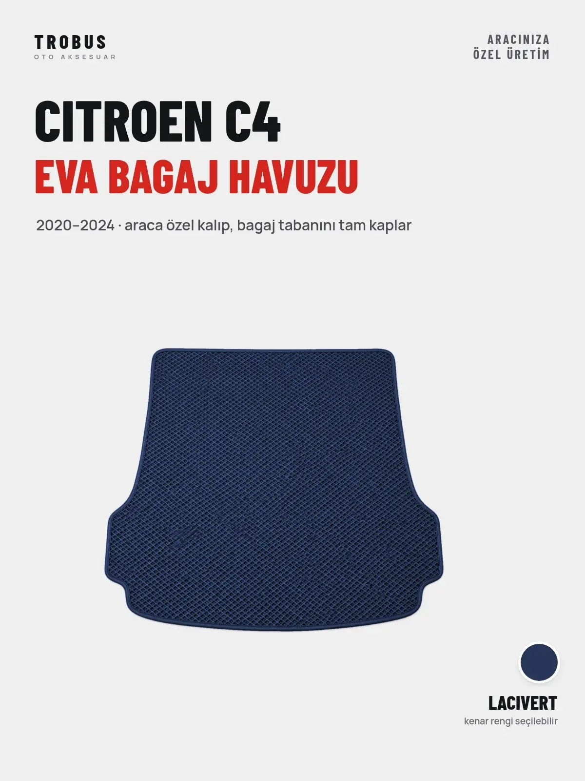 Citroen C4 EVA Bagaj Havuzu (2020–2024) Lacivert – Araca Özel Kalıp (1)