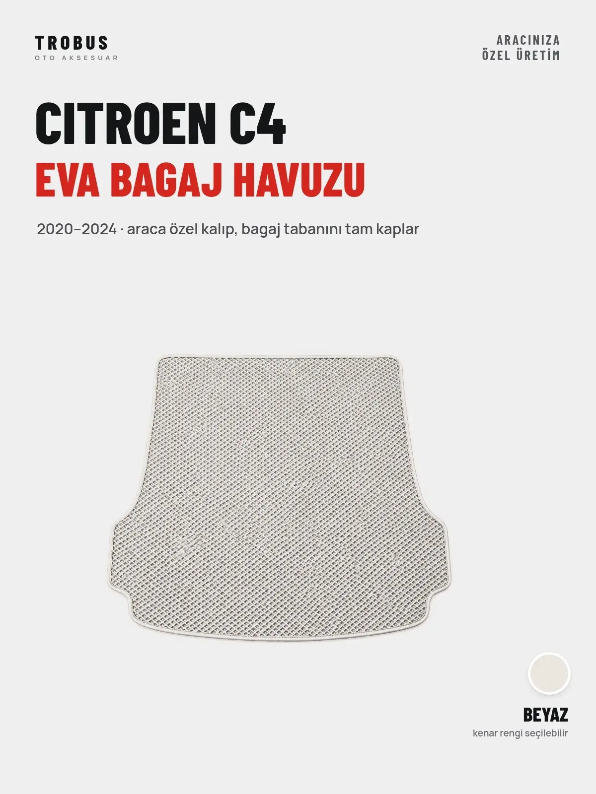Citroen C4 EVA Bagaj Havuzu (2020–2024) Beyaz – Araca Özel Kalıp (1)