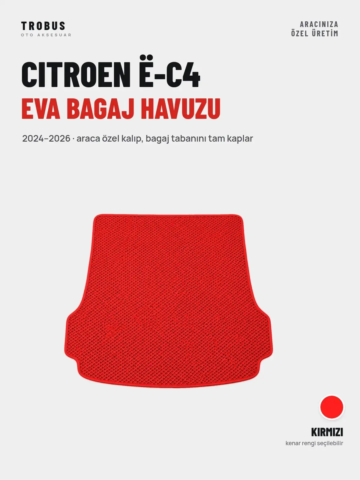 Citroen ë-C4 EVA Bagaj Havuzu (2024–2026) Kırmızı – Araca Özel Kalıp (1)