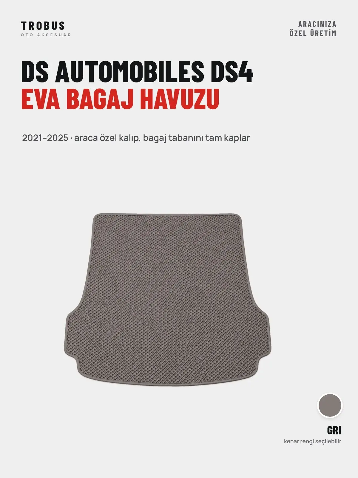 DS Automobiles DS4 EVA Bagaj Havuzu (2021–2025) Gri – Araca Özel Kalıp (1)