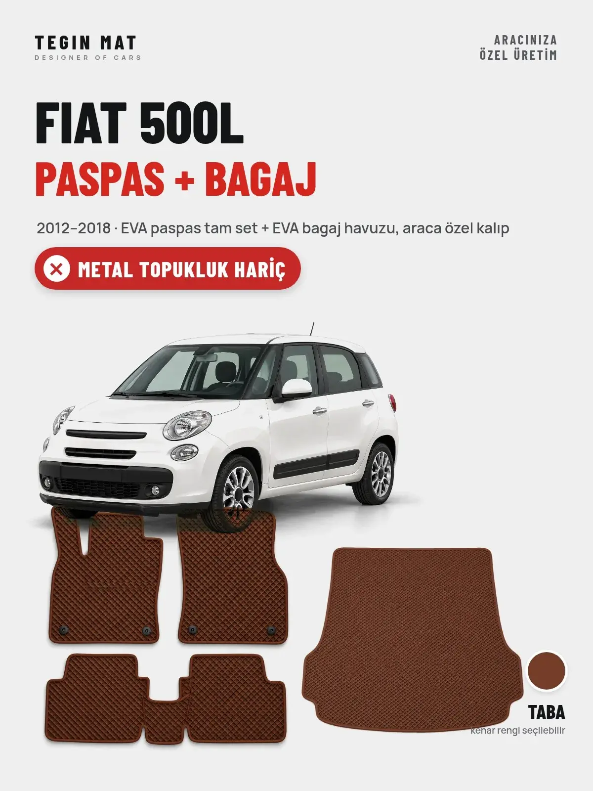 Fiat 500L EVA Paspas + Bagaj Havuzu Seti (2012–2018) Taba – Metal Topukluk Hariç (1)