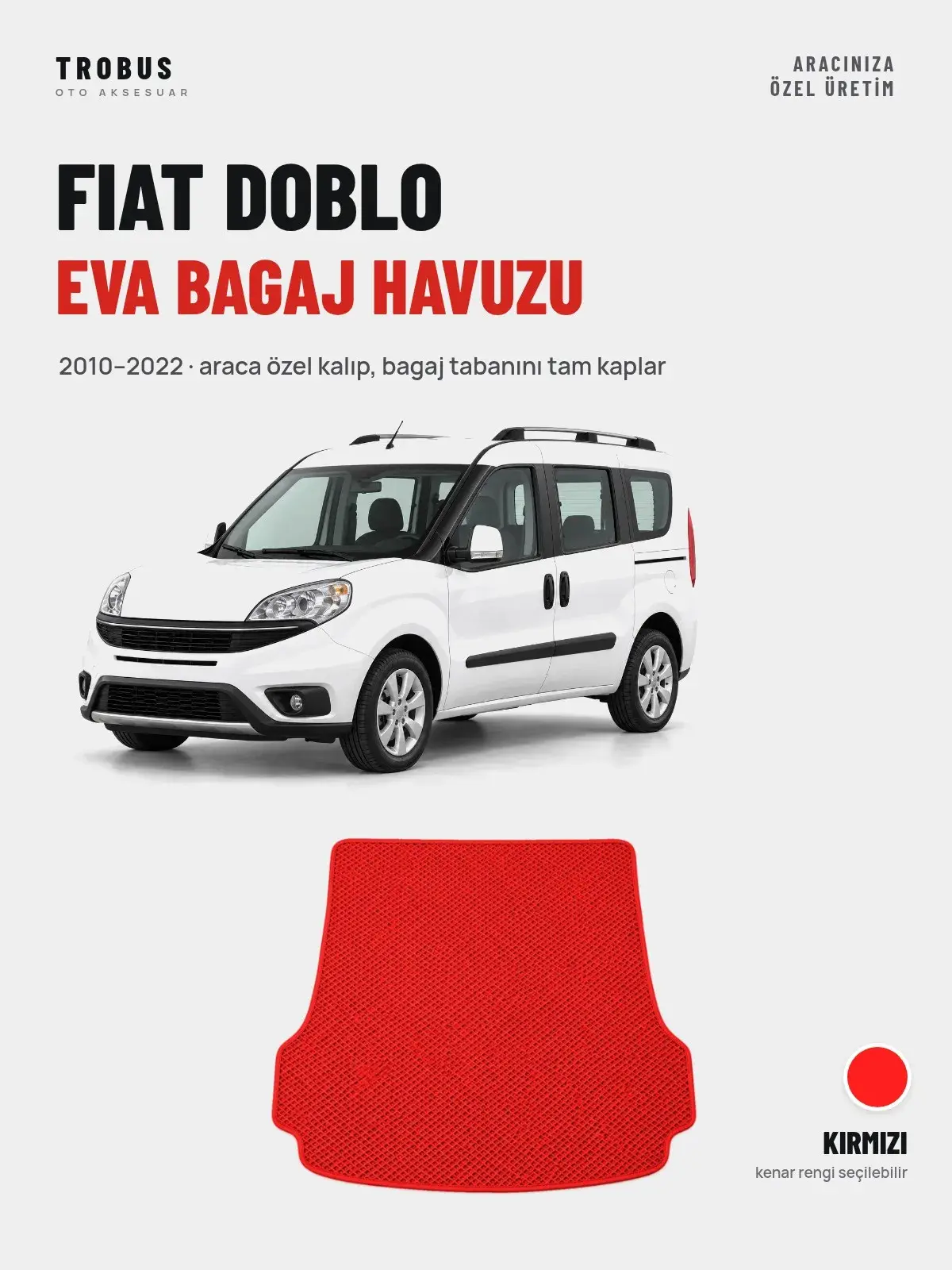Fiat Doblo EVA Bagaj Havuzu (2010–2022) Kırmızı – Araca Özel Kalıp (1)
