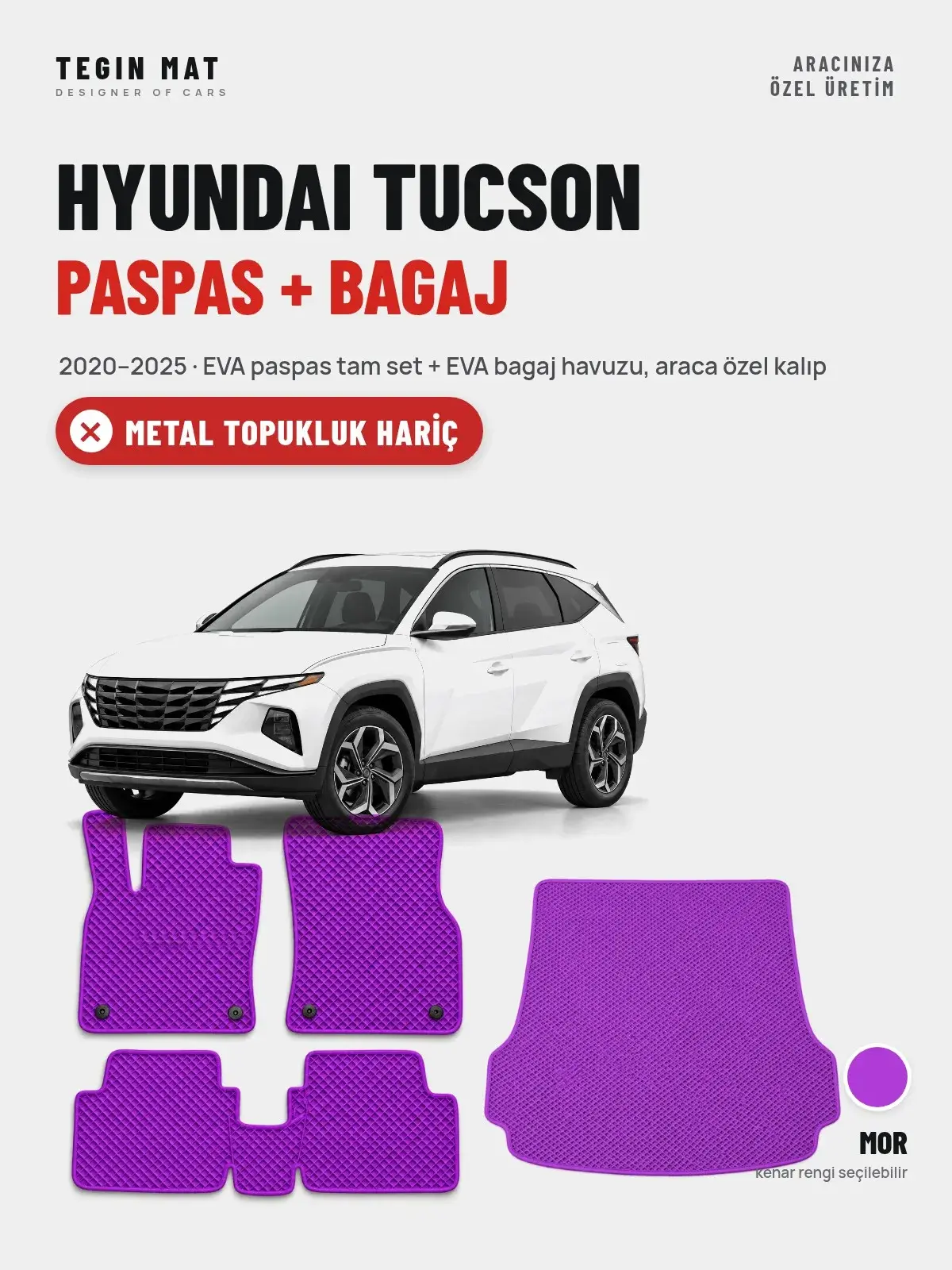 Hyundai Tucson EVA Paspas + Bagaj Havuzu Seti (2020–2025) Mor – Metal Topukluk Hariç (1)