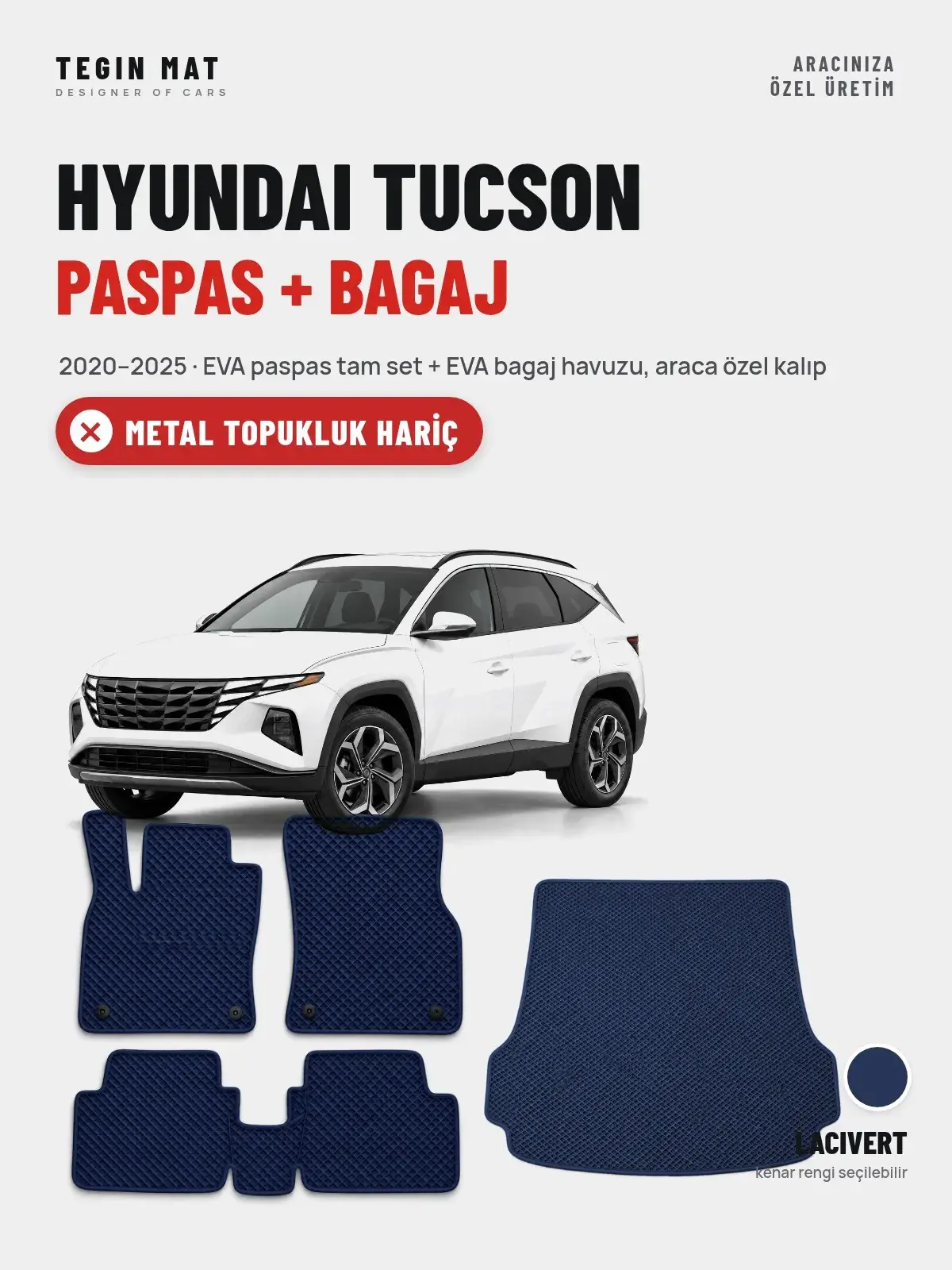 Hyundai Tucson EVA Paspas + Bagaj Havuzu Seti (2020–2025) Lacivert – Metal Topukluk Hariç (1)