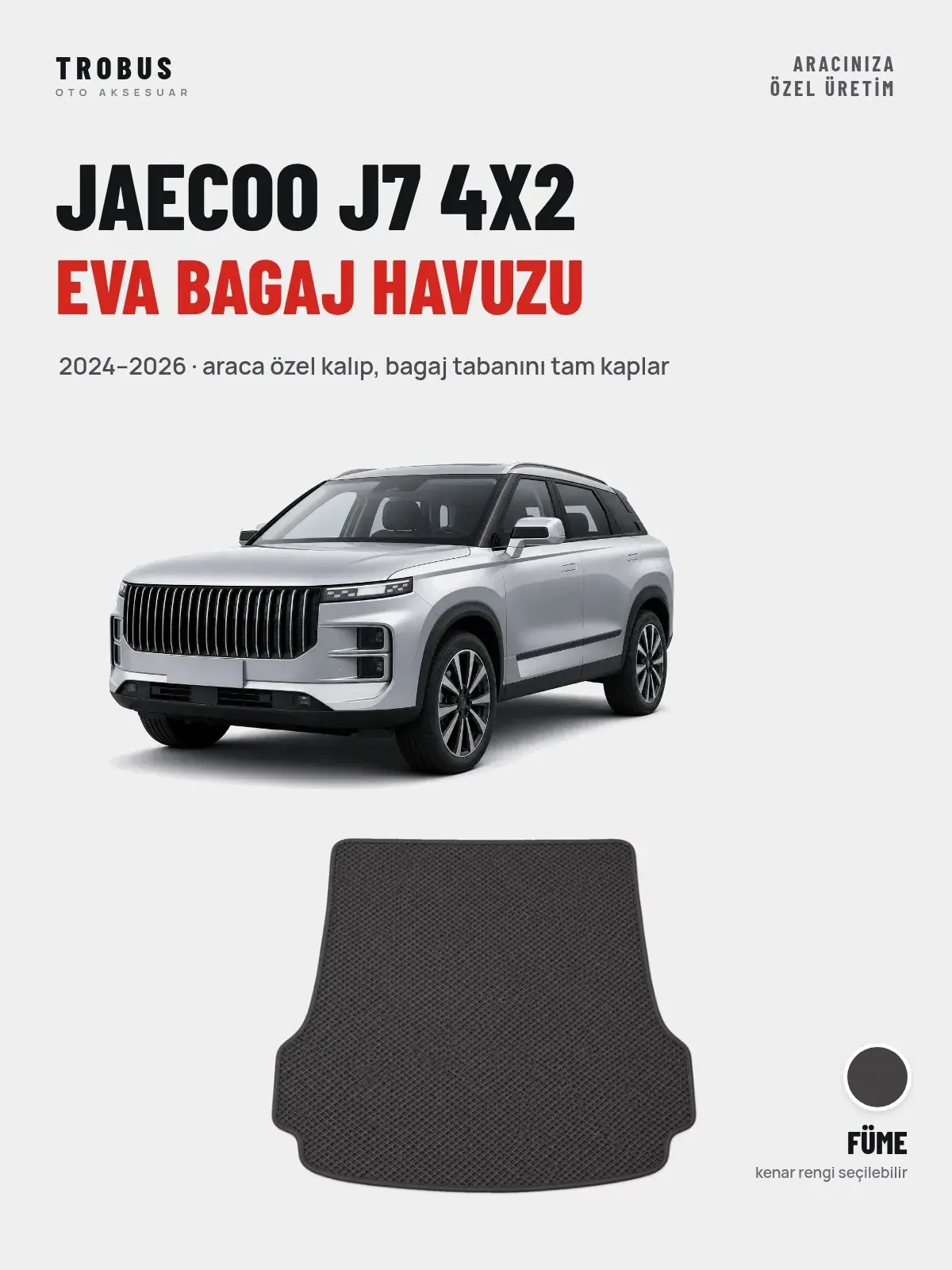 Jaecoo J7 4X2 EVA Bagaj Havuzu (2024–2026) Füme – Araca Özel Kalıp (1)