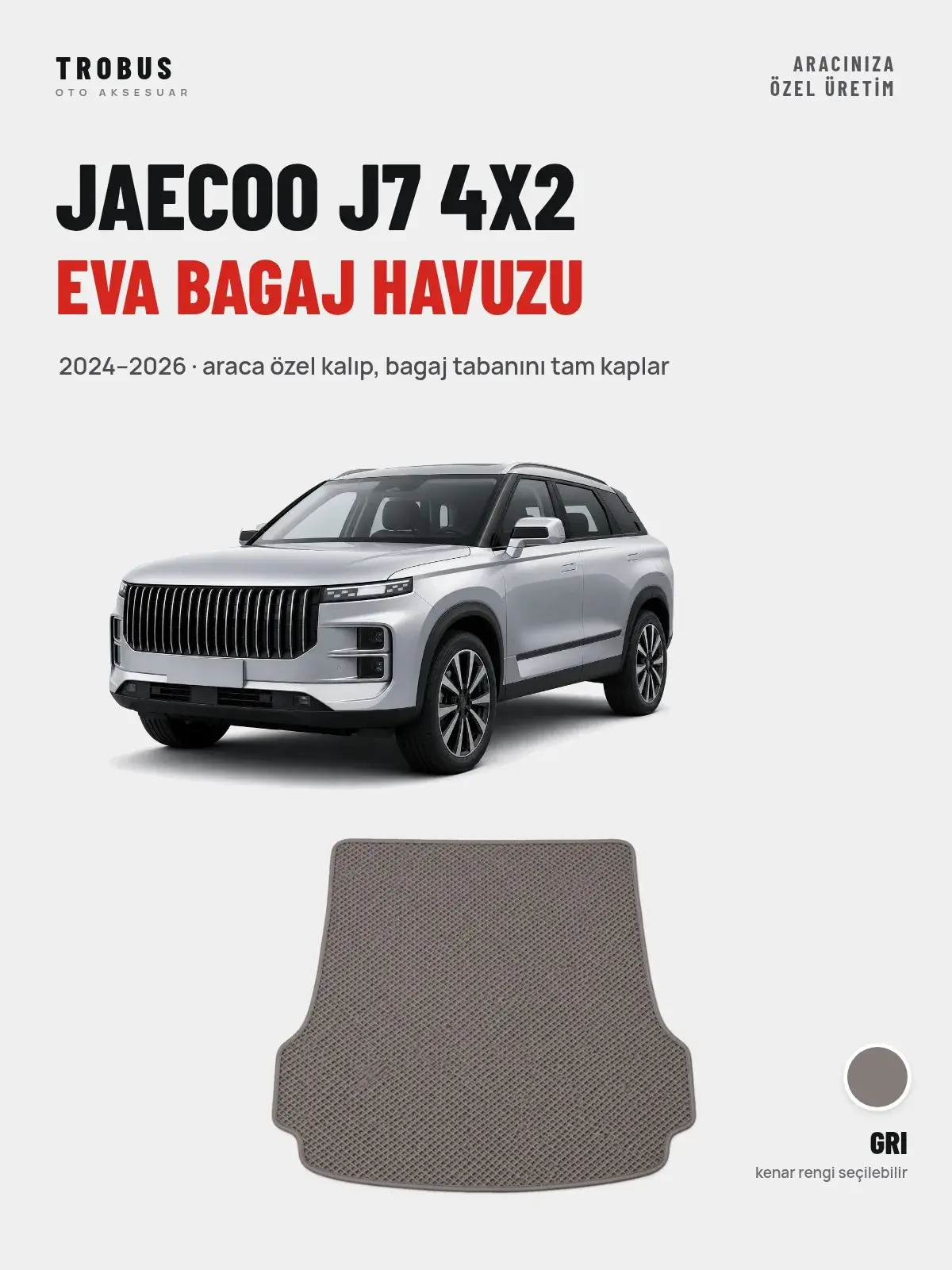 Jaecoo J7 4X2 EVA Bagaj Havuzu (2024–2026) Gri – Araca Özel Kalıp (1)