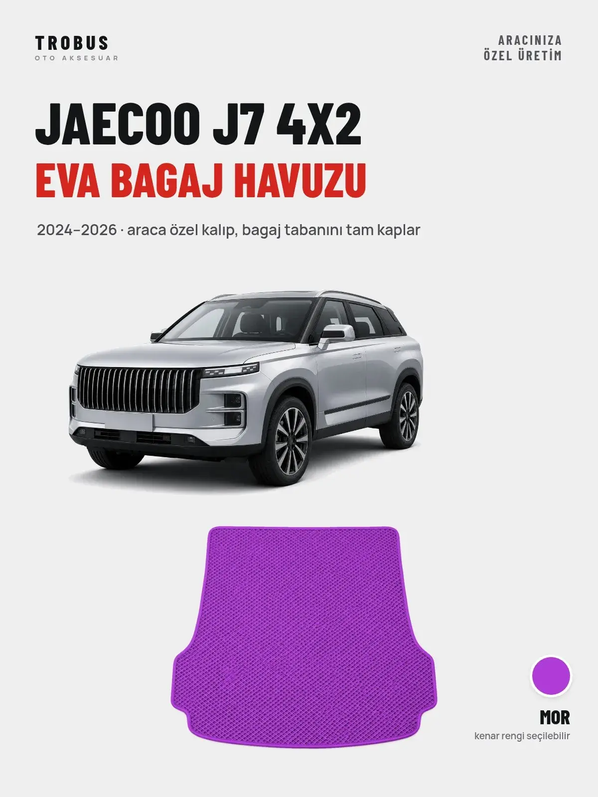 Jaecoo J7 4X2 EVA Bagaj Havuzu (2024–2026) Mor – Araca Özel Kalıp (1)