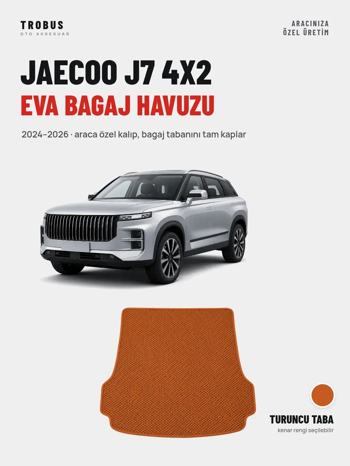 Jaecoo J7 4X2 EVA Bagaj Havuzu (2024–2026) Turuncu Taba – Araca Özel Kalıp (1)