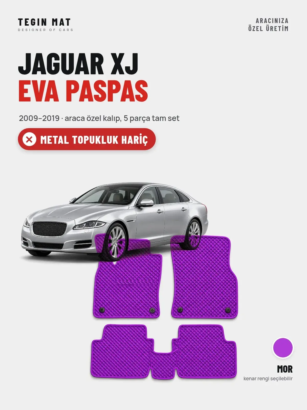 Jaguar XJ EVA Oto Paspas Tam Set (2009–2019) Mor – Metal Topukluk Hariç (1)