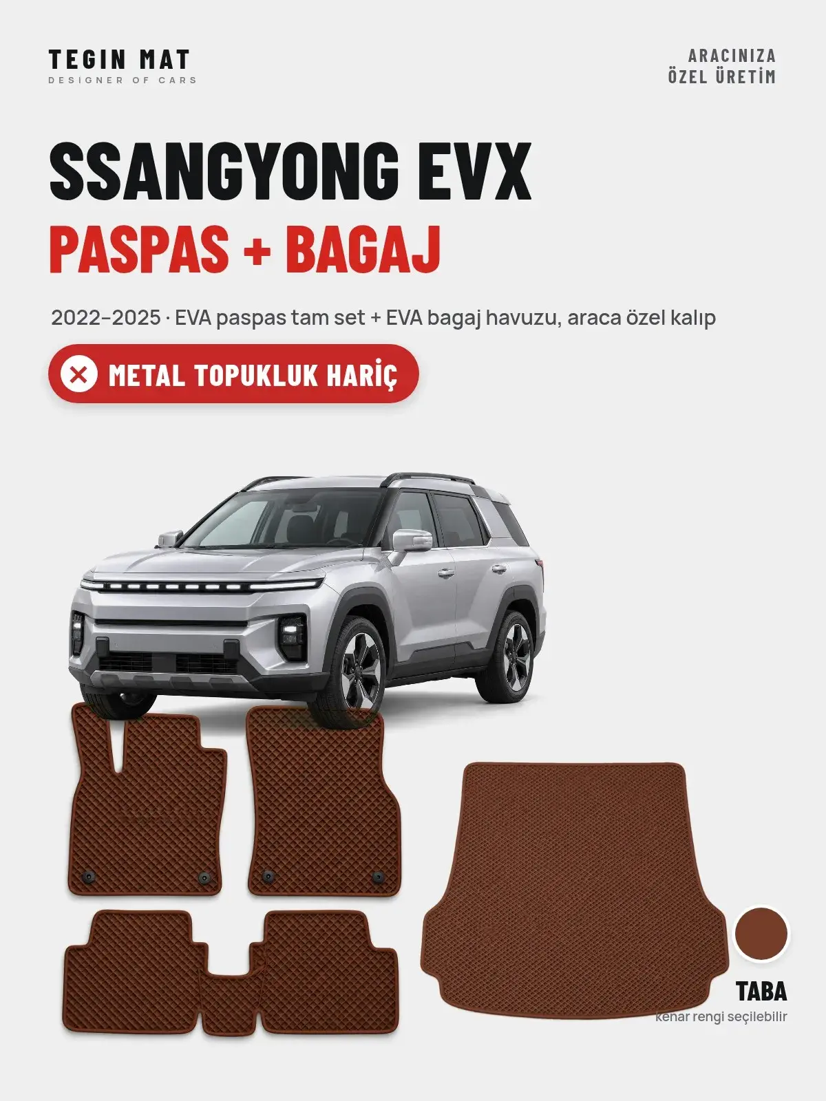 SsangYong EVX EVA Paspas + Bagaj Havuzu Seti (2022–2025) Taba – Metal Topukluk Hariç (1)