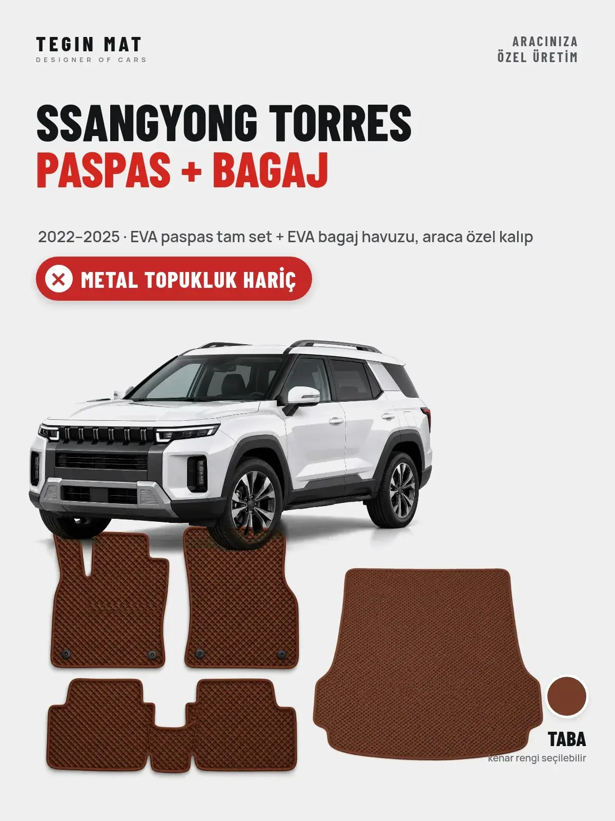 SsangYong Torres EVA Paspas + Bagaj Havuzu Seti (2022–2025) Taba – Metal Topukluk Hariç (1)