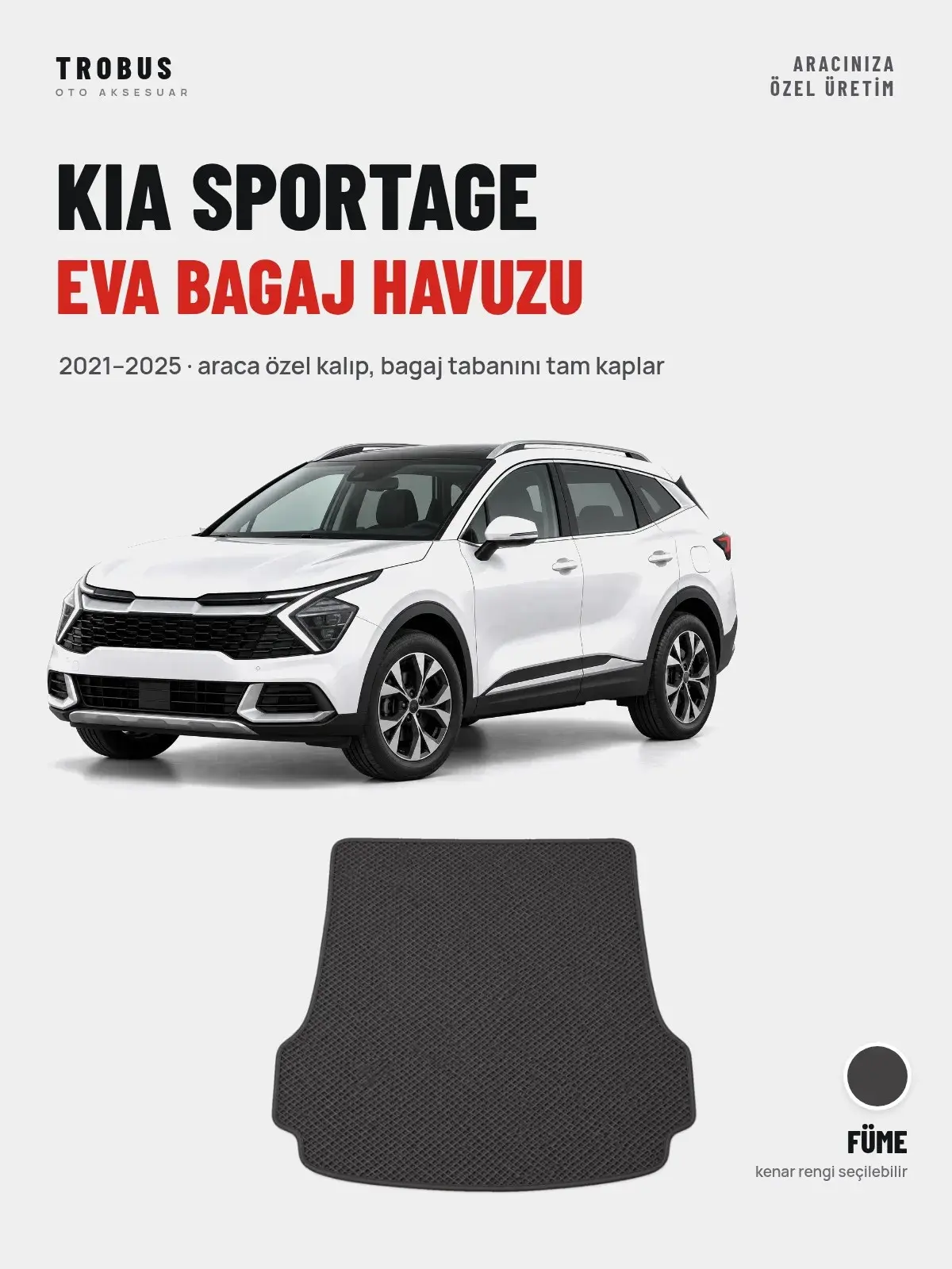Kia Sportage EVA Bagaj Havuzu (2021–2025) Füme – Araca Özel Kalıp (1)