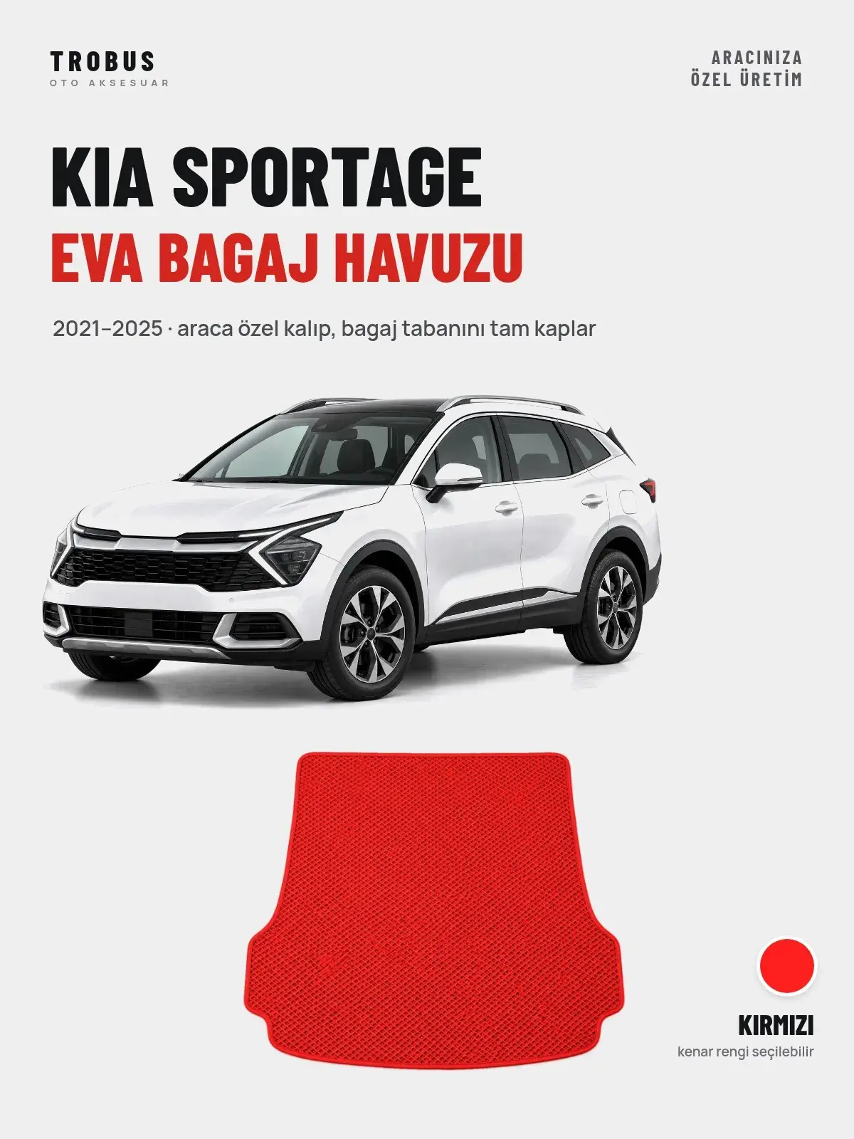 Kia Sportage EVA Bagaj Havuzu (2021–2025) Kırmızı – Araca Özel Kalıp (1)