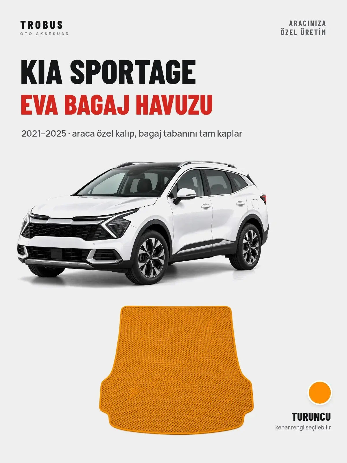 Kia Sportage EVA Bagaj Havuzu (2021–2025) Turuncu – Araca Özel Kalıp (1)