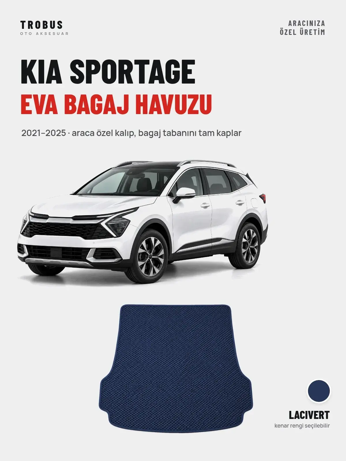 Kia Sportage EVA Bagaj Havuzu (2021–2025) Lacivert – Araca Özel Kalıp (1)